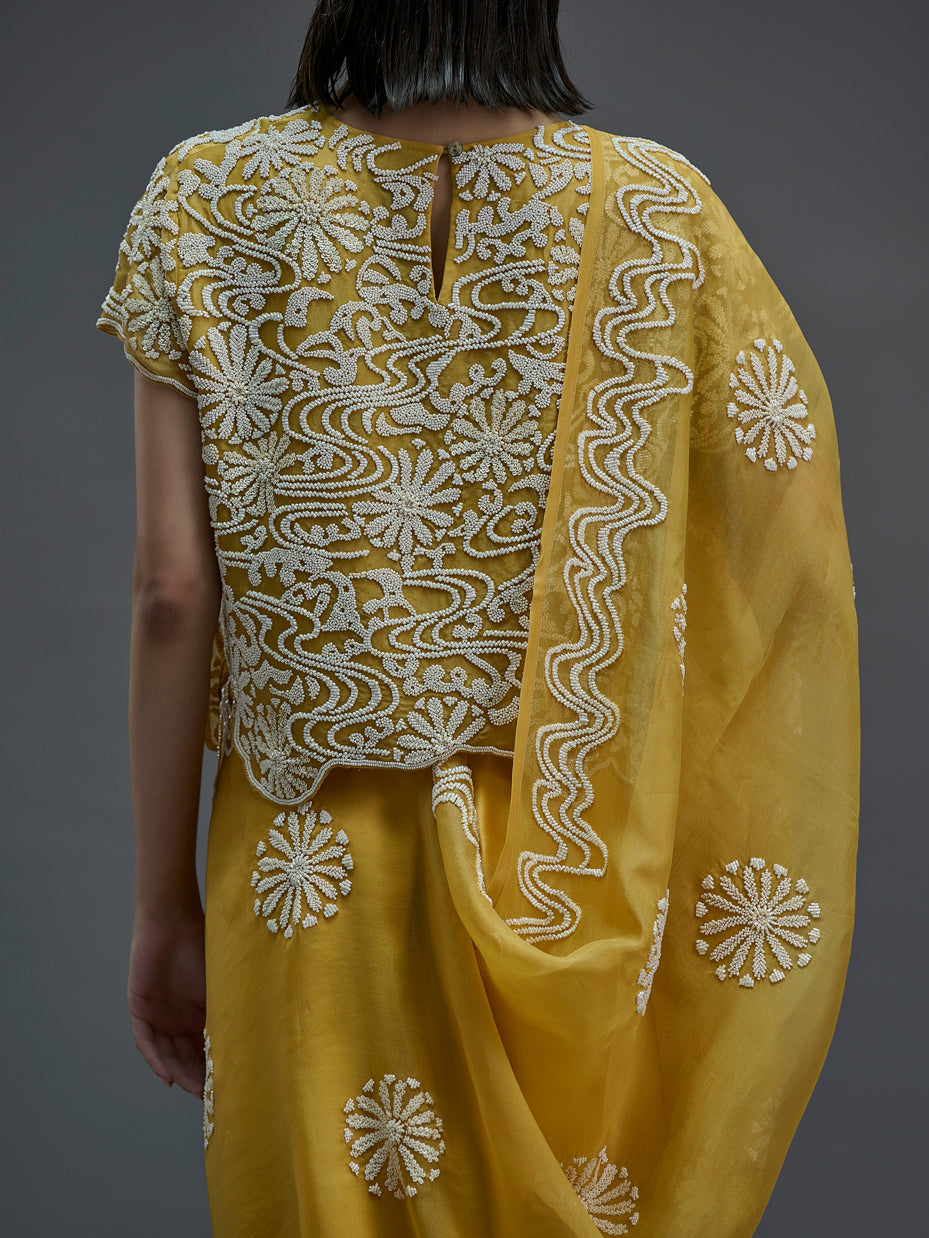 Saffron Hand Beaded Blouse