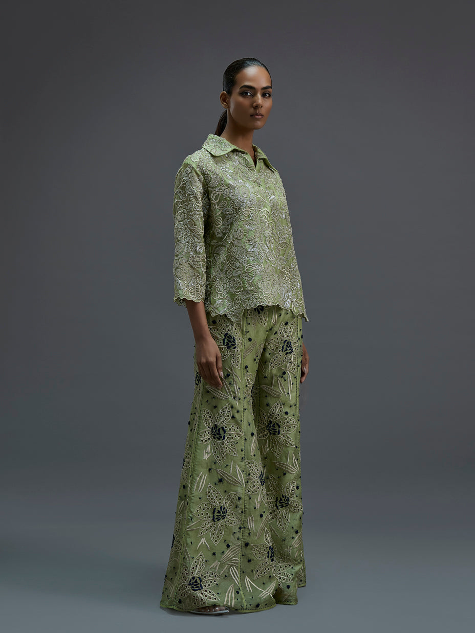 Grass Hand Sequined Flat Stitch Top