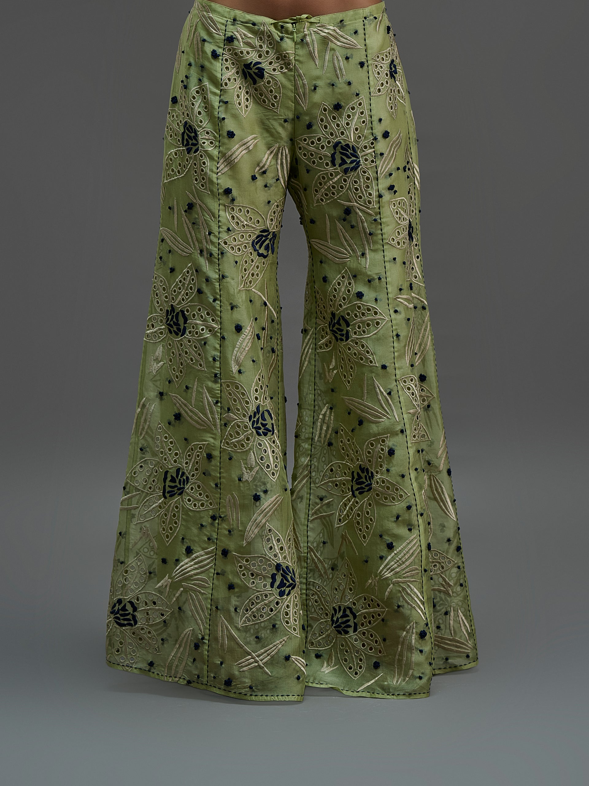 Grass Cutwork and French Knot Palazzo