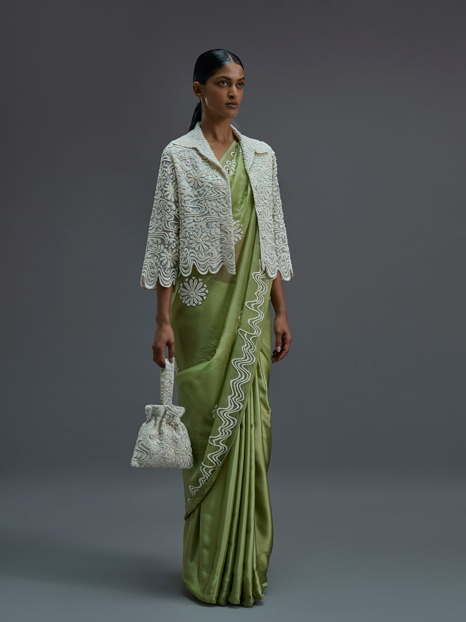 Grass Hand Beaded Sari