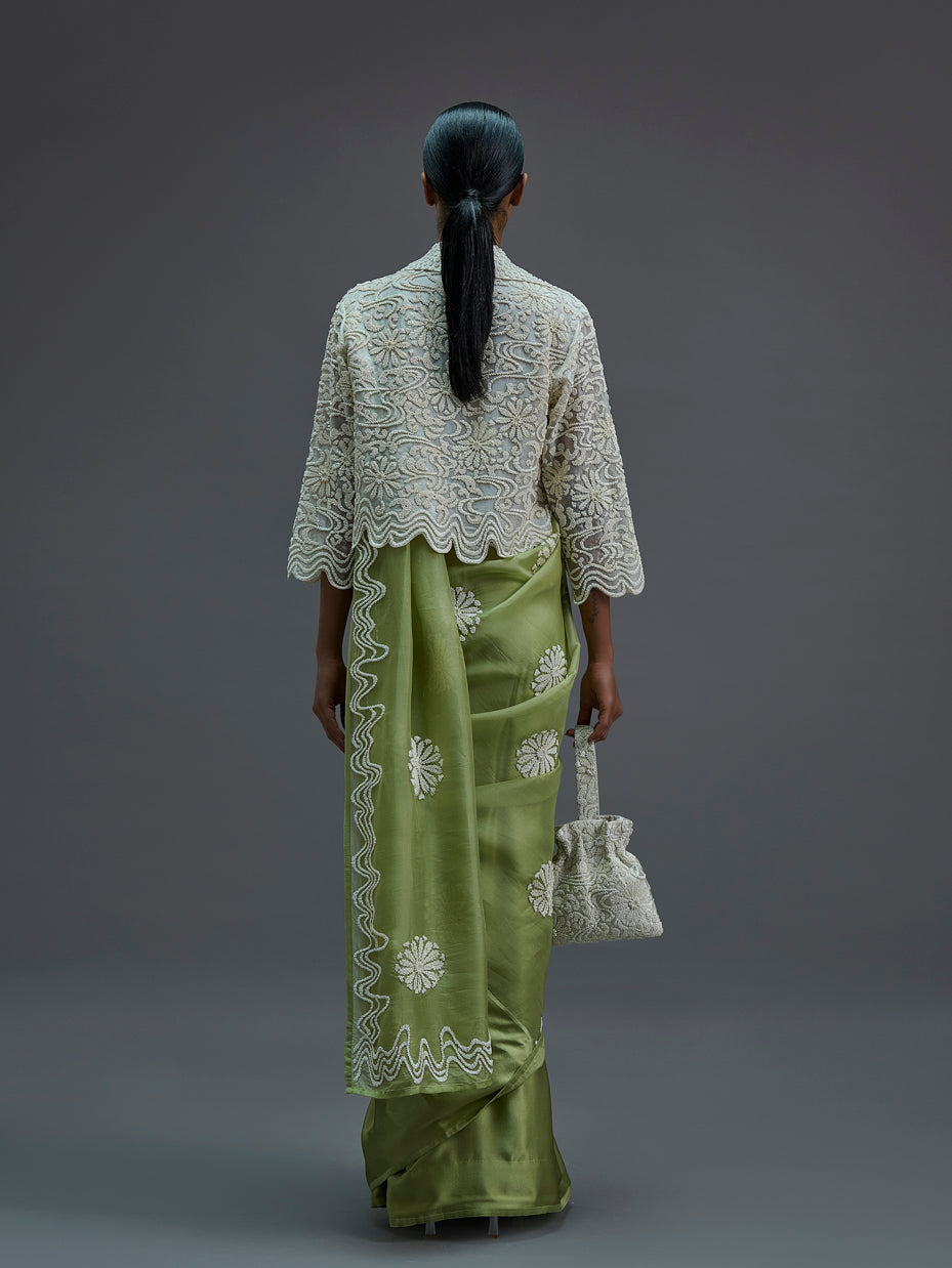 Grass Hand Beaded Sari