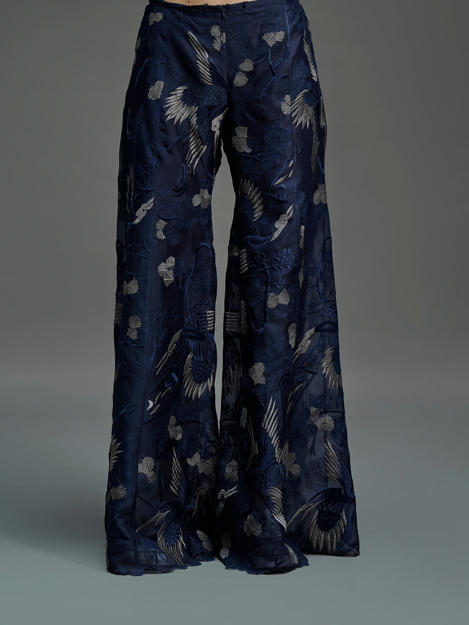 Indigo Bird Motif Palazzo