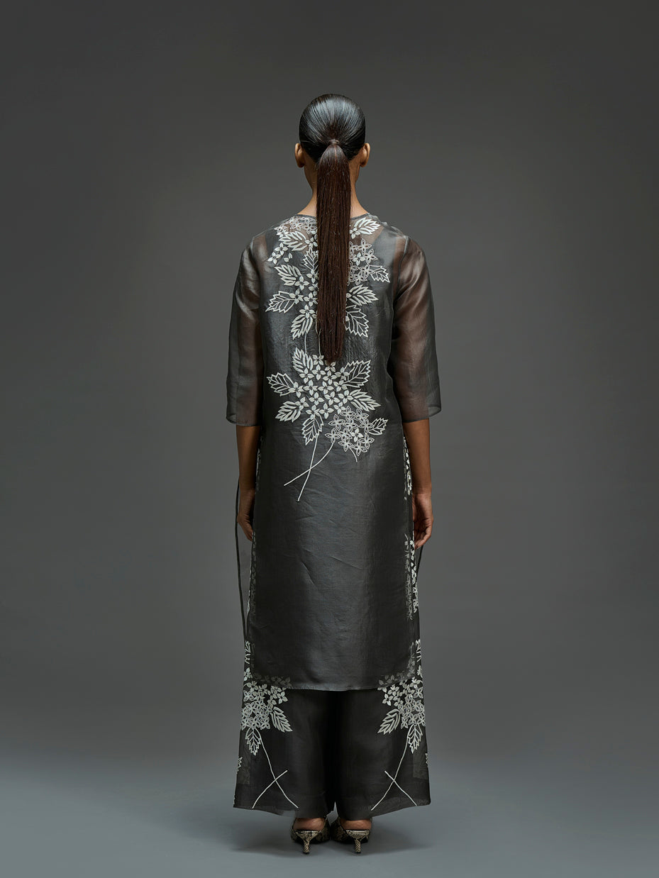Taupe Damask Stitched Cutwork Kurta