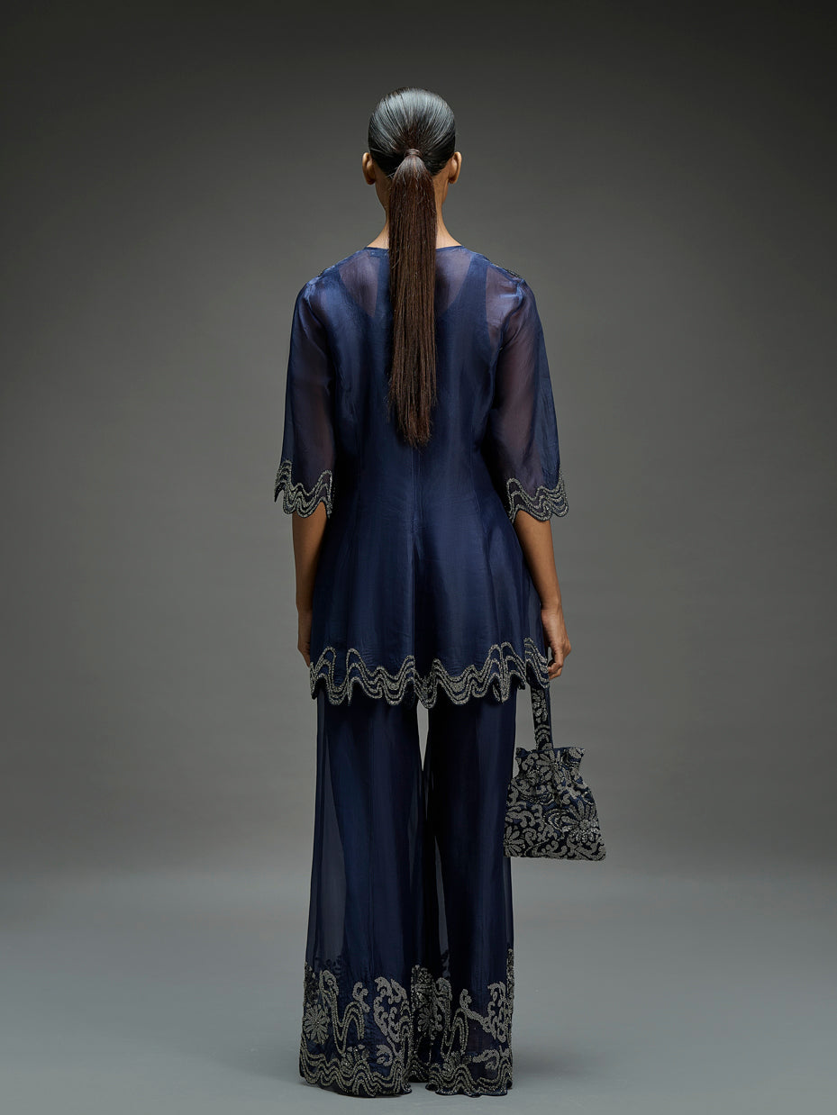 Indigo Hand Beaded Top
