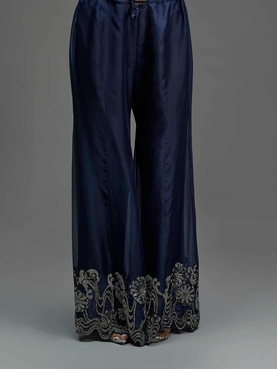 Indigo Hand Beaded Palazzo