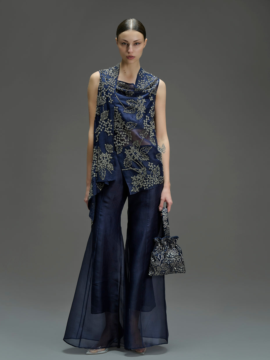 Indigo Hand Beaded Wrap