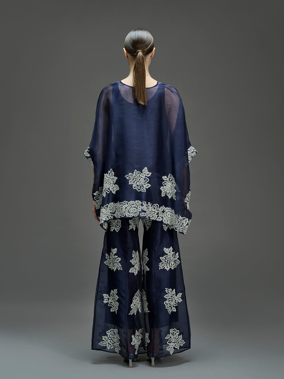 Indigo Hand Sequined Flat Stitch Top
