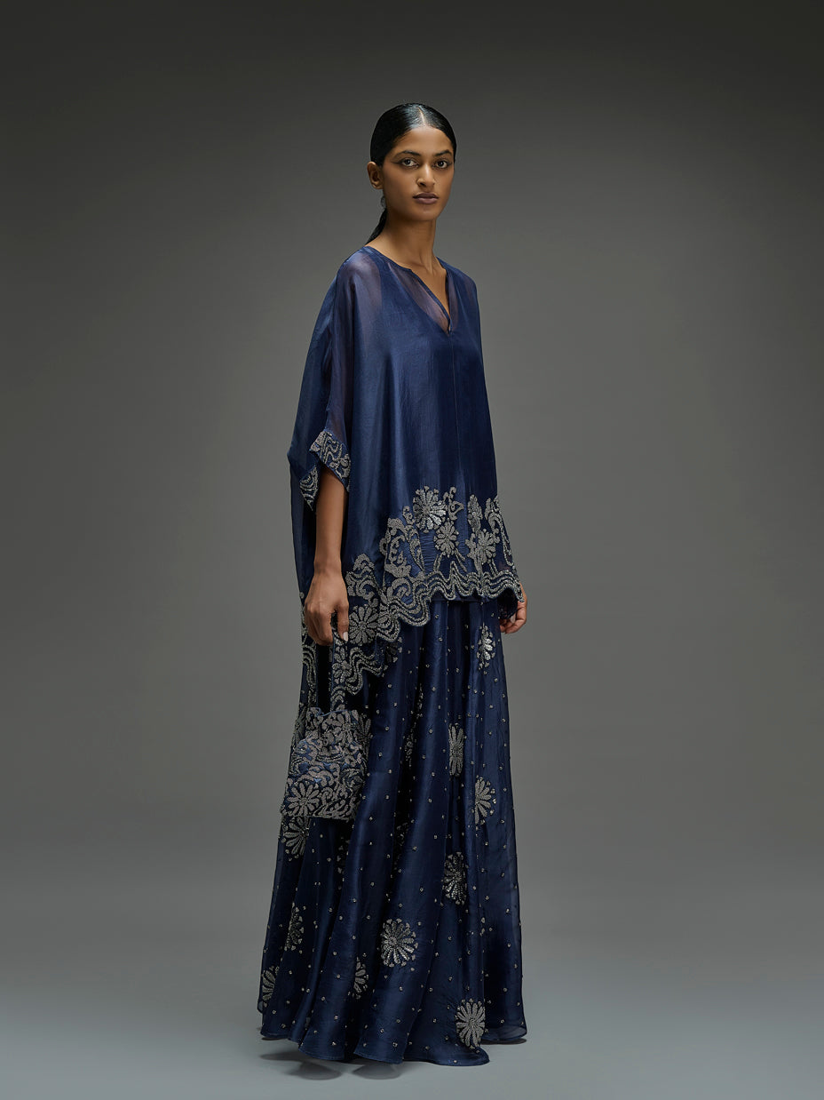 Indigo Hand Beaded Skirt