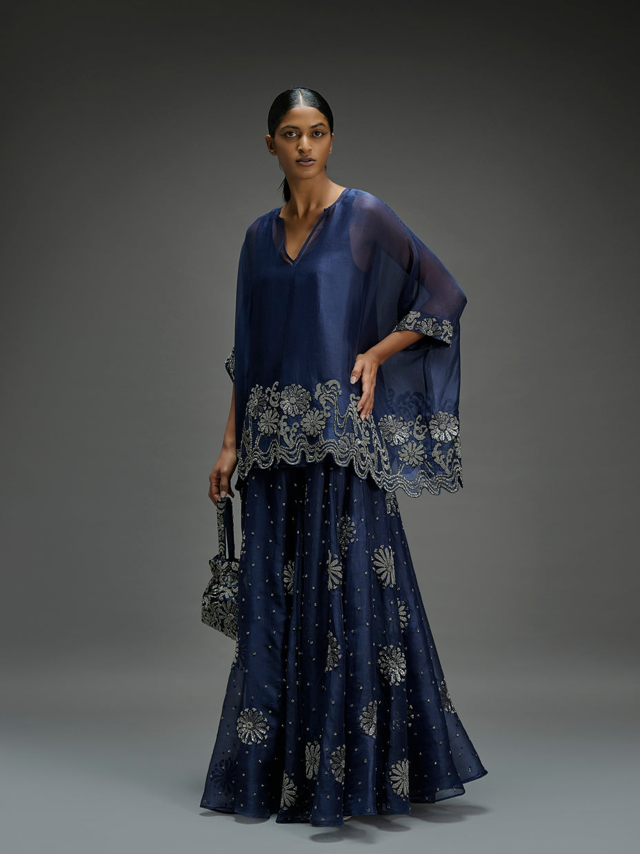 Indigo Hand Beaded Top