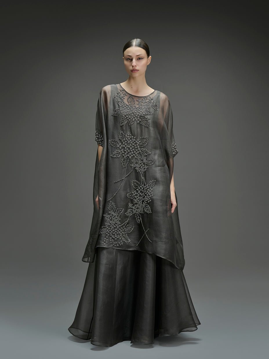 Taupe Hand Sequined Kaftan