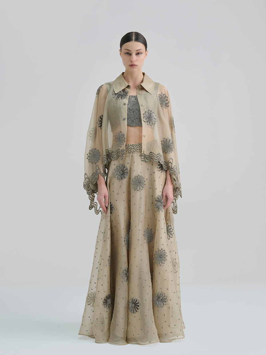 Natural Hand Beaded Cape Top