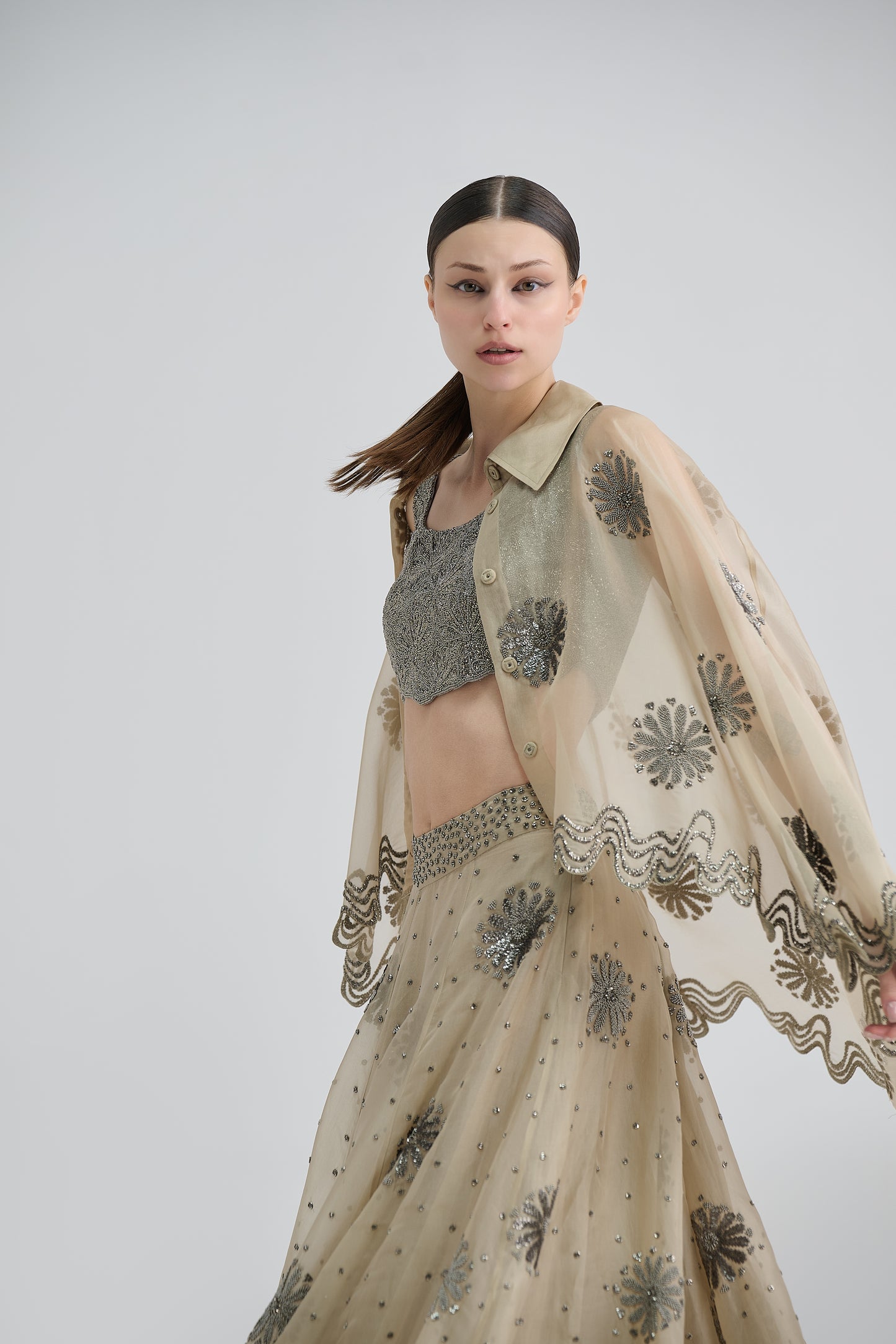 Silver Hand Beaded Blouse