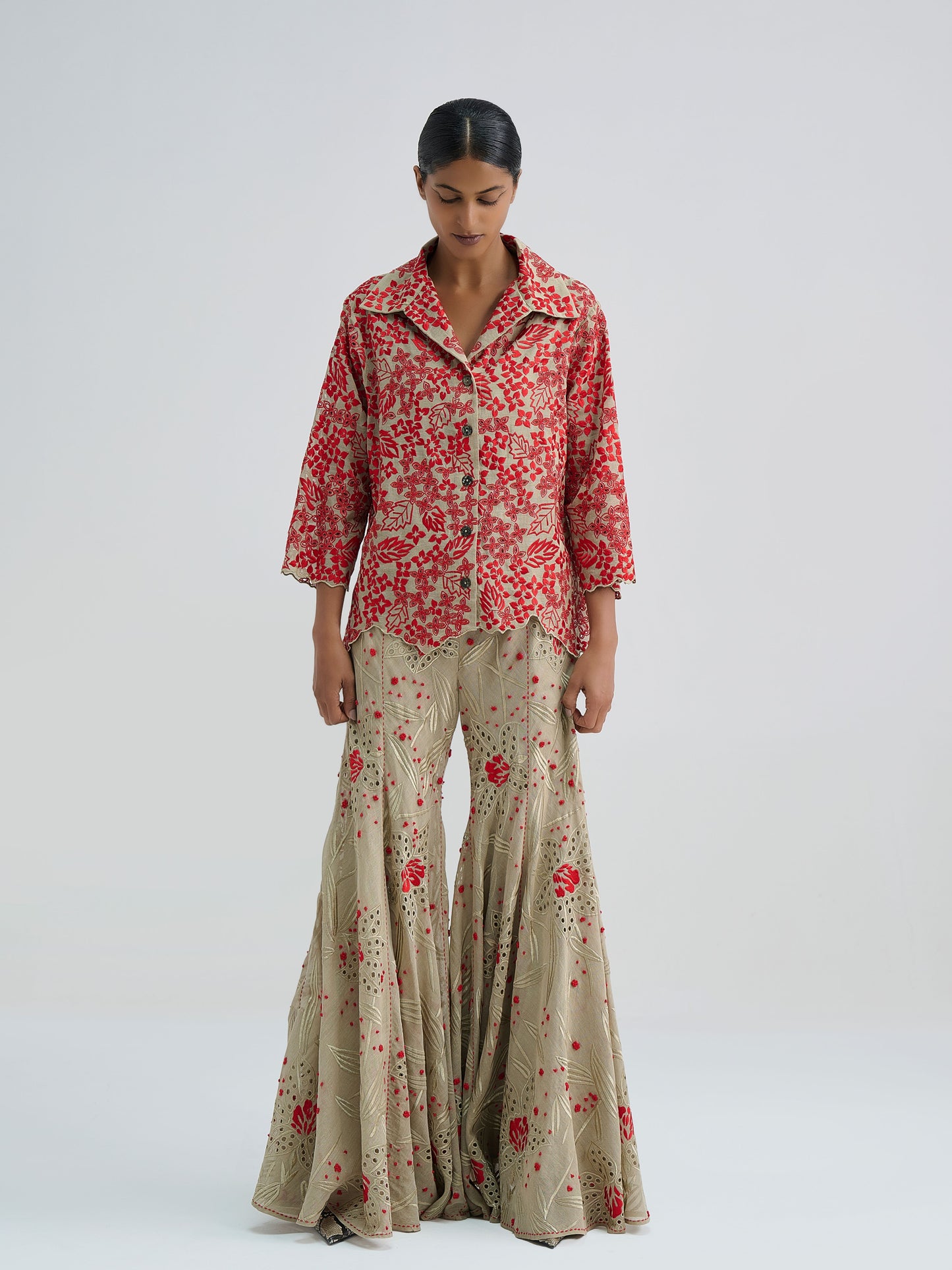 Natural Cutwork and French Knot Sharara
