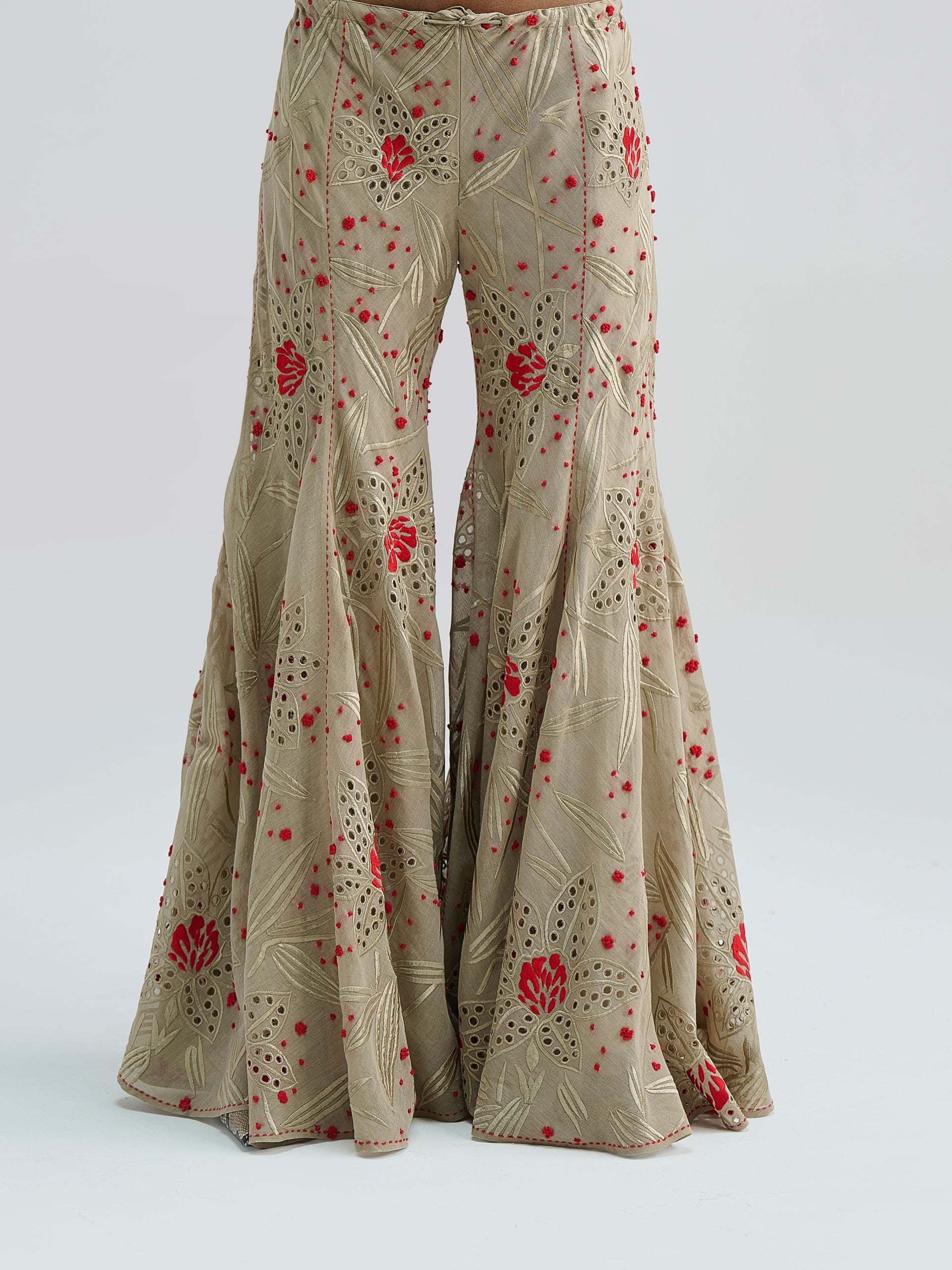 Natural Cutwork and French Knot Sharara