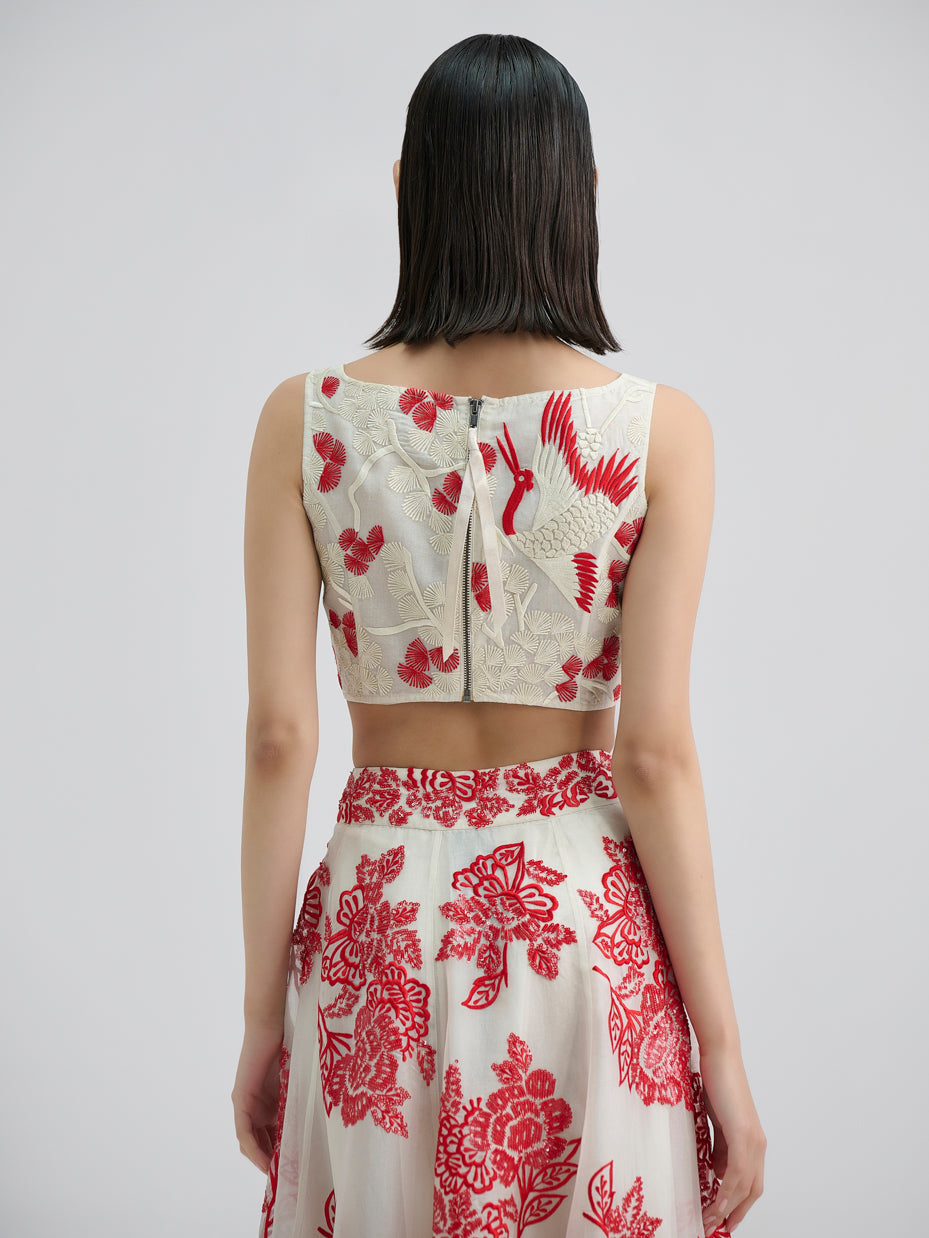 Ecru Bird Motif Blouse