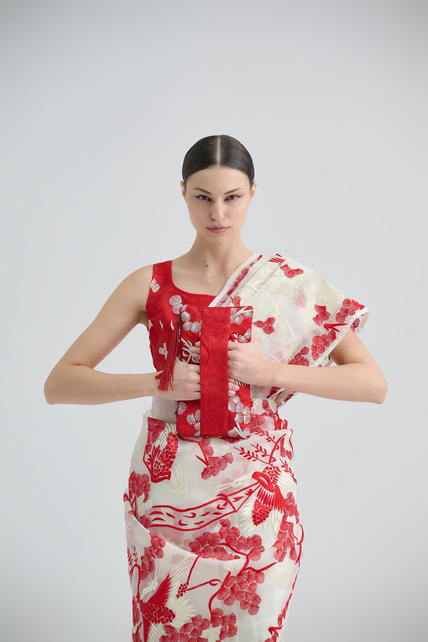 Crimson Bird Motif Clutch