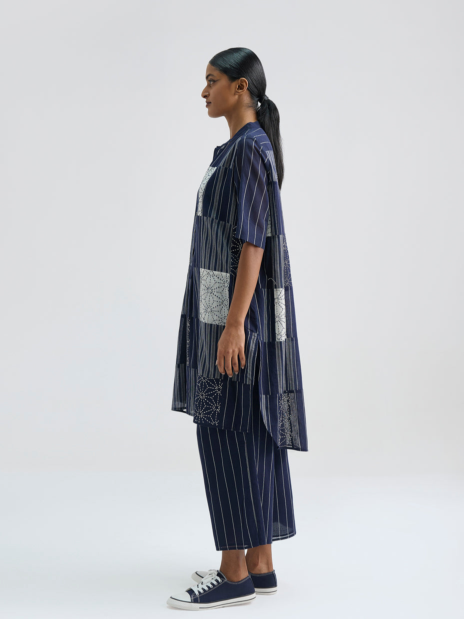 Yarn Dye Indigo Patchwork Kurta