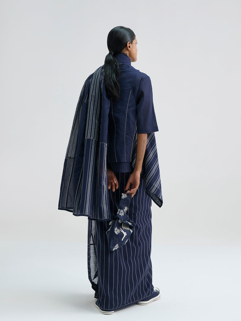 Yarn Dye Indigo Striped Wrap