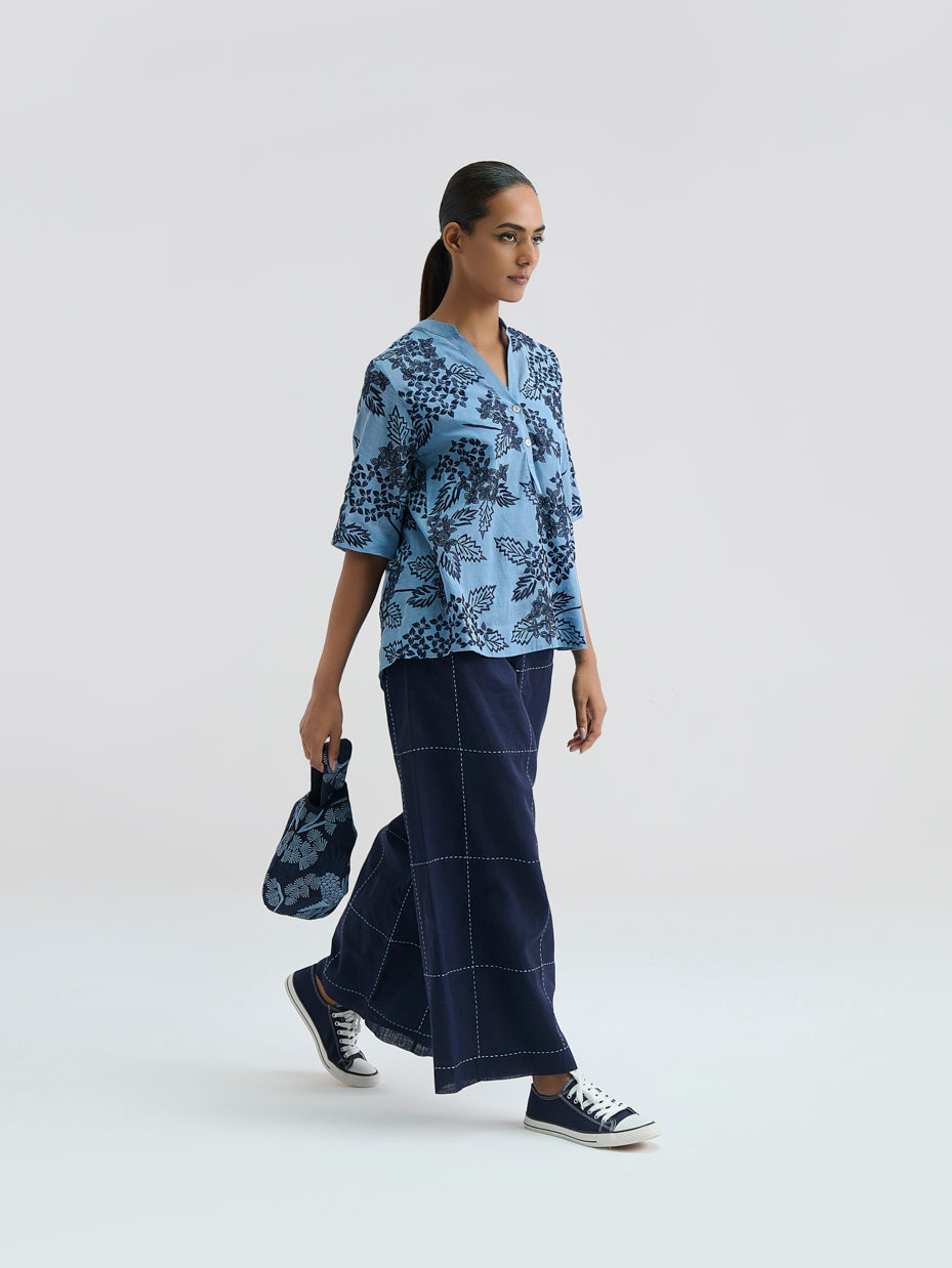Indigo Contrast Hand Stitched Pants