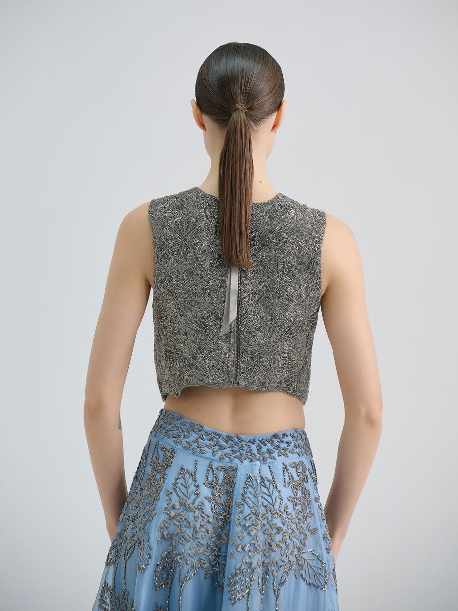 Silver Hand Beaded Blouse