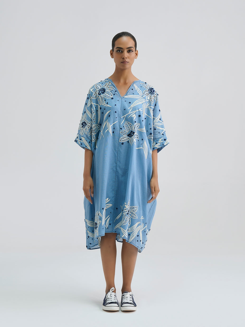 Steel Cutwork and French Knot Kaftan Tunic