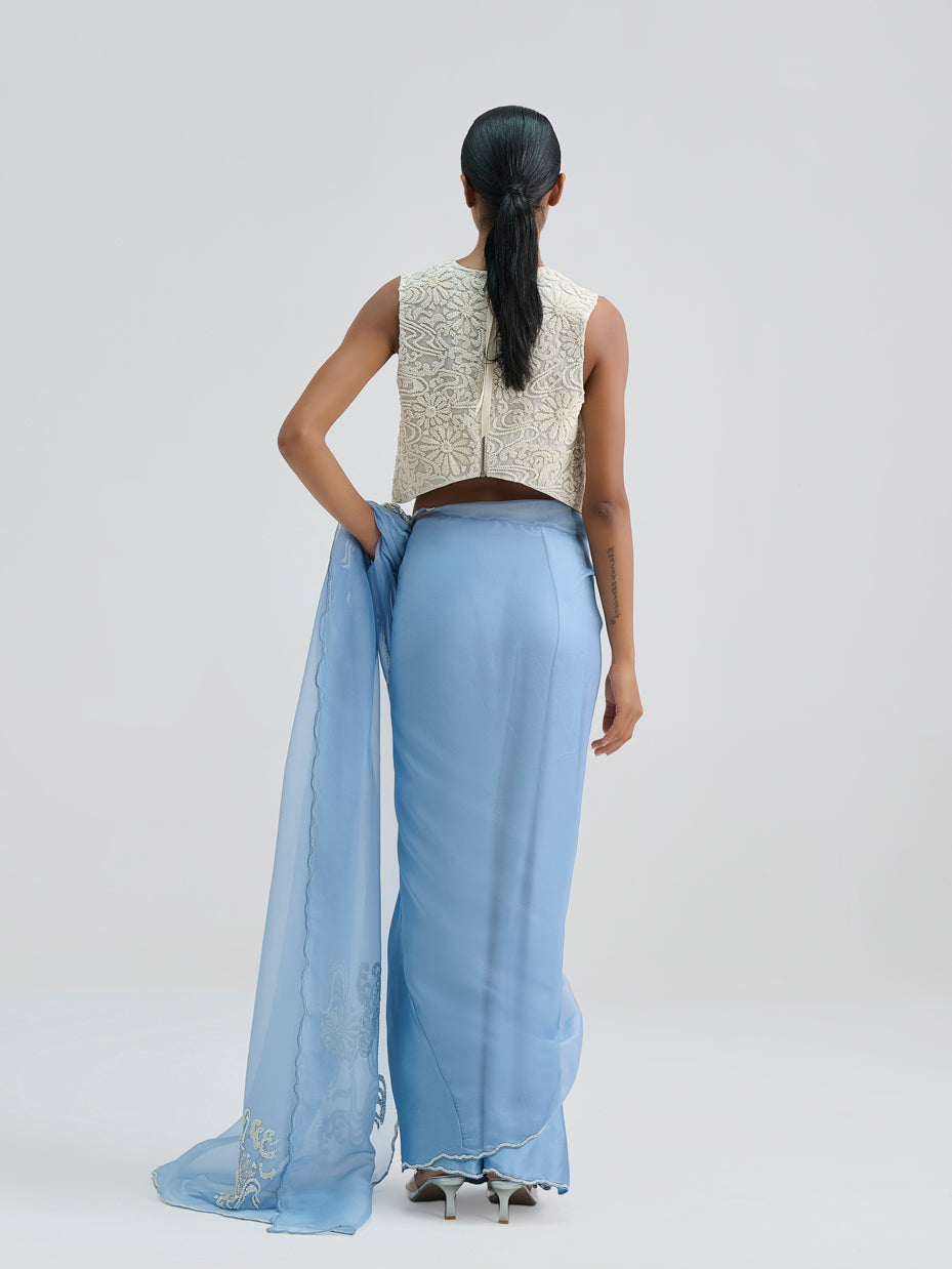 Ecru Hand Beaded Blouse