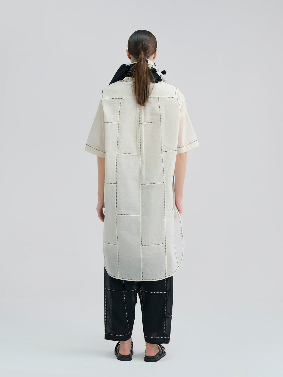 Ecru Contrast Hand Stitched Tunic