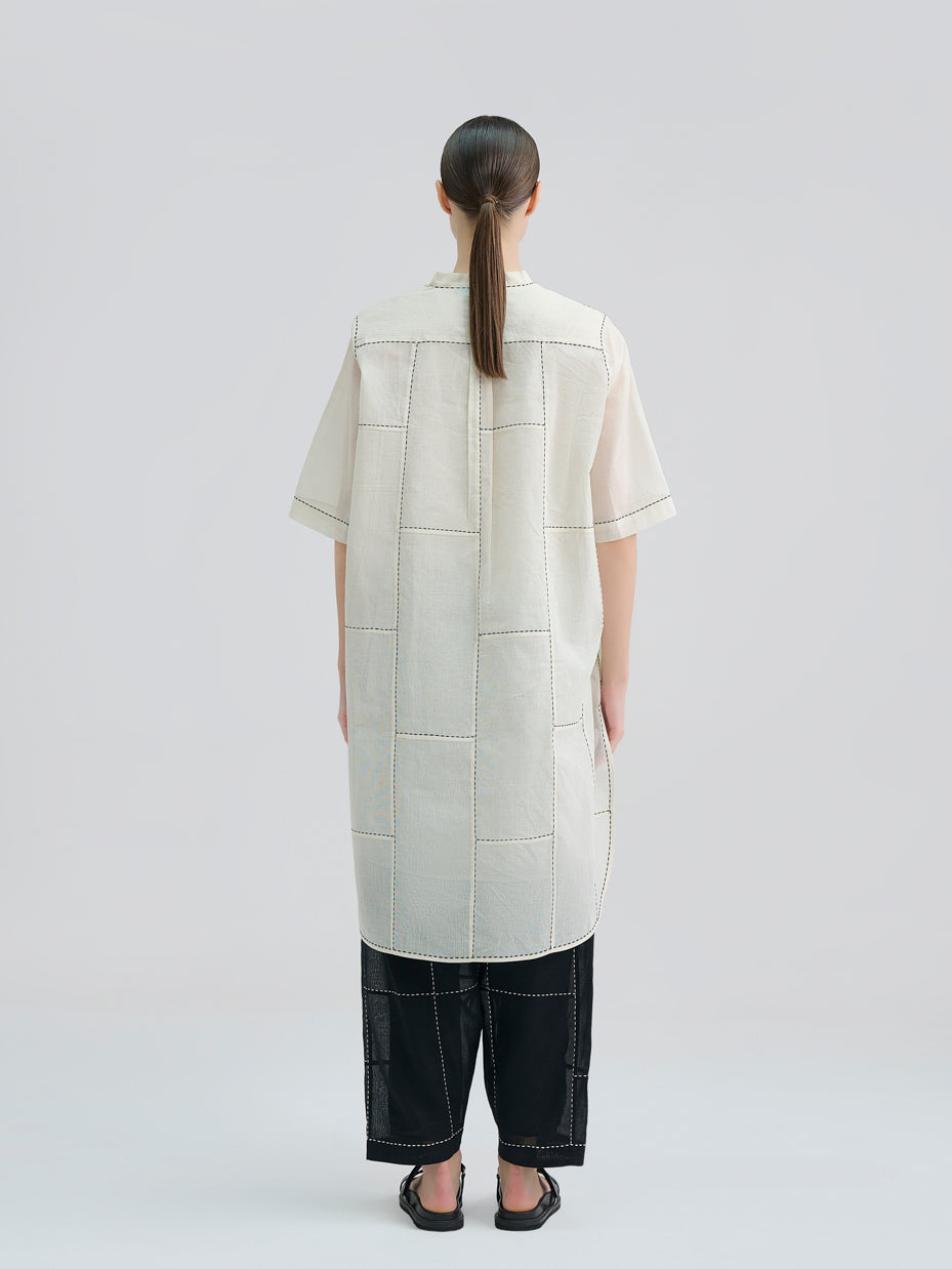 Ecru Contrast Hand Stitched Tunic