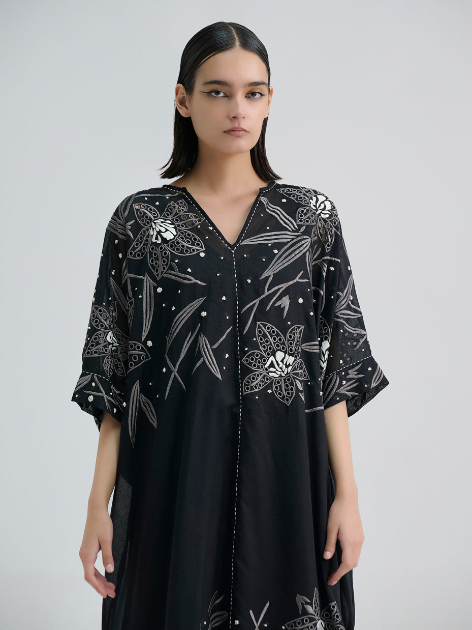 Black Cutwork and French Knot Tunic