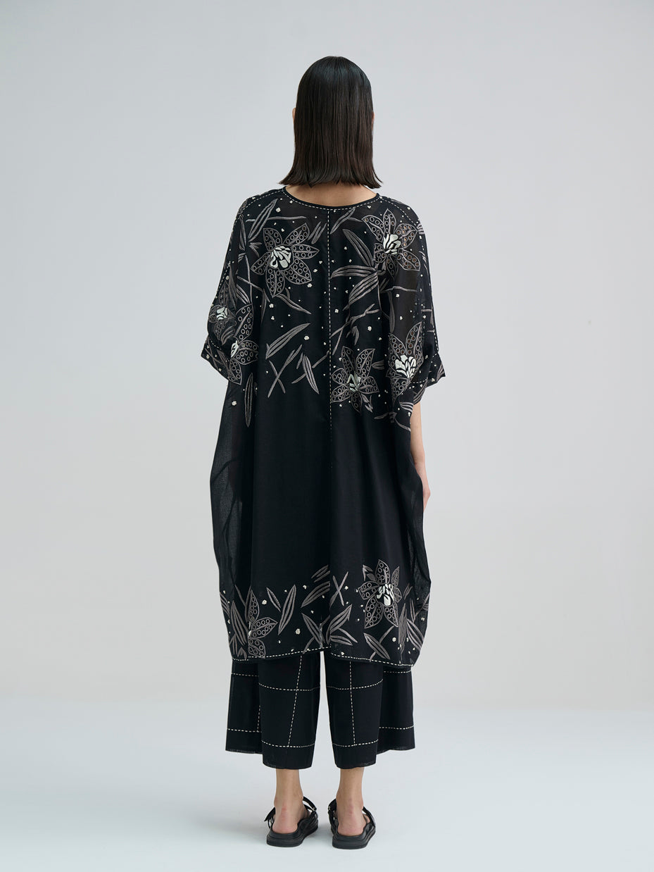 Black Cutwork and French Knot Tunic