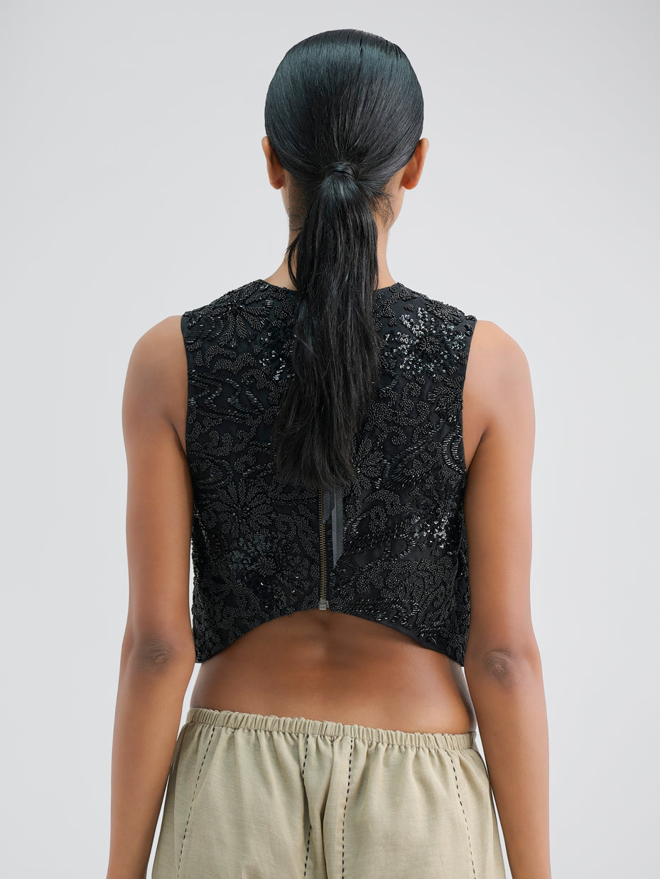 Black Hand Beaded Blouse