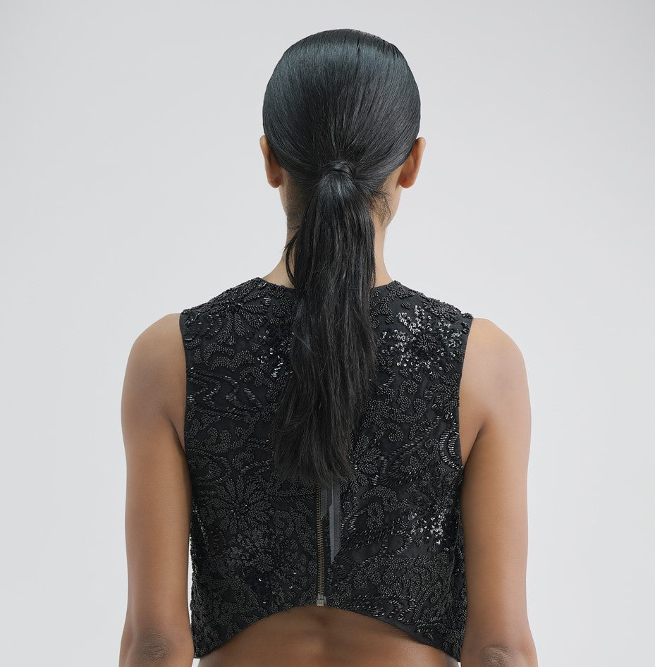 Black Hand Beaded Blouse