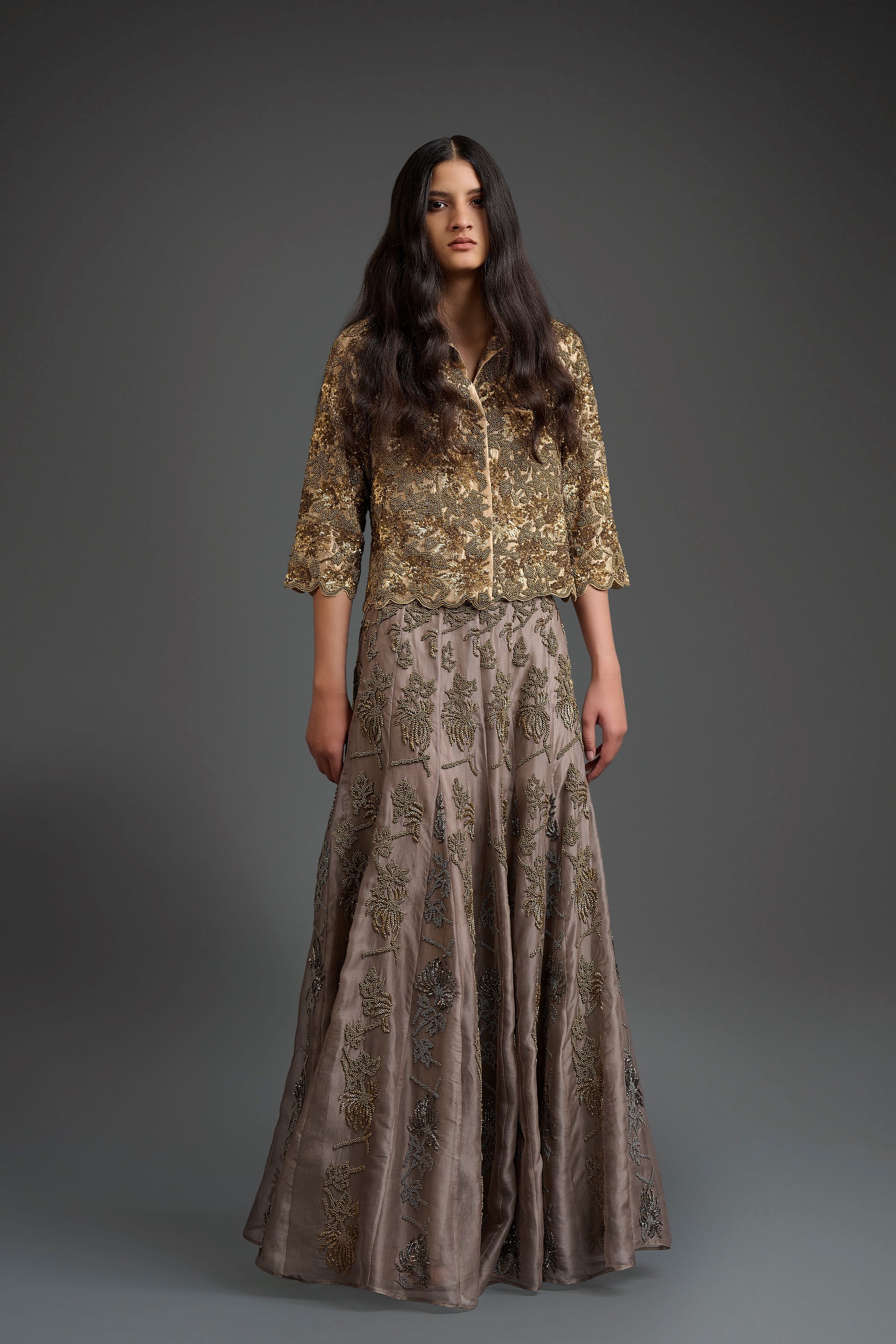Gold Hand Sequined Hand Beaded Jacket