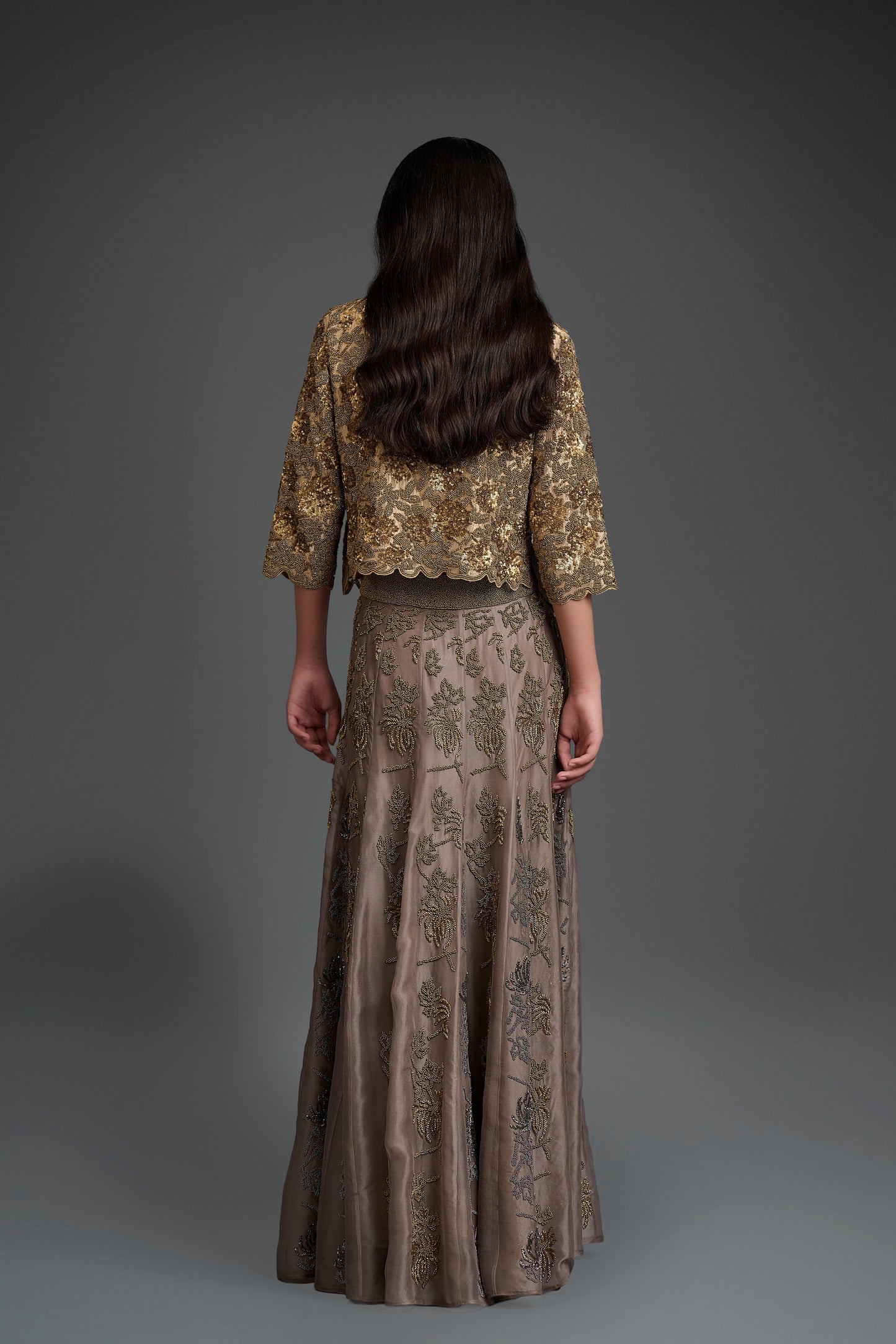 Gold Hand Sequined Hand Beaded Jacket