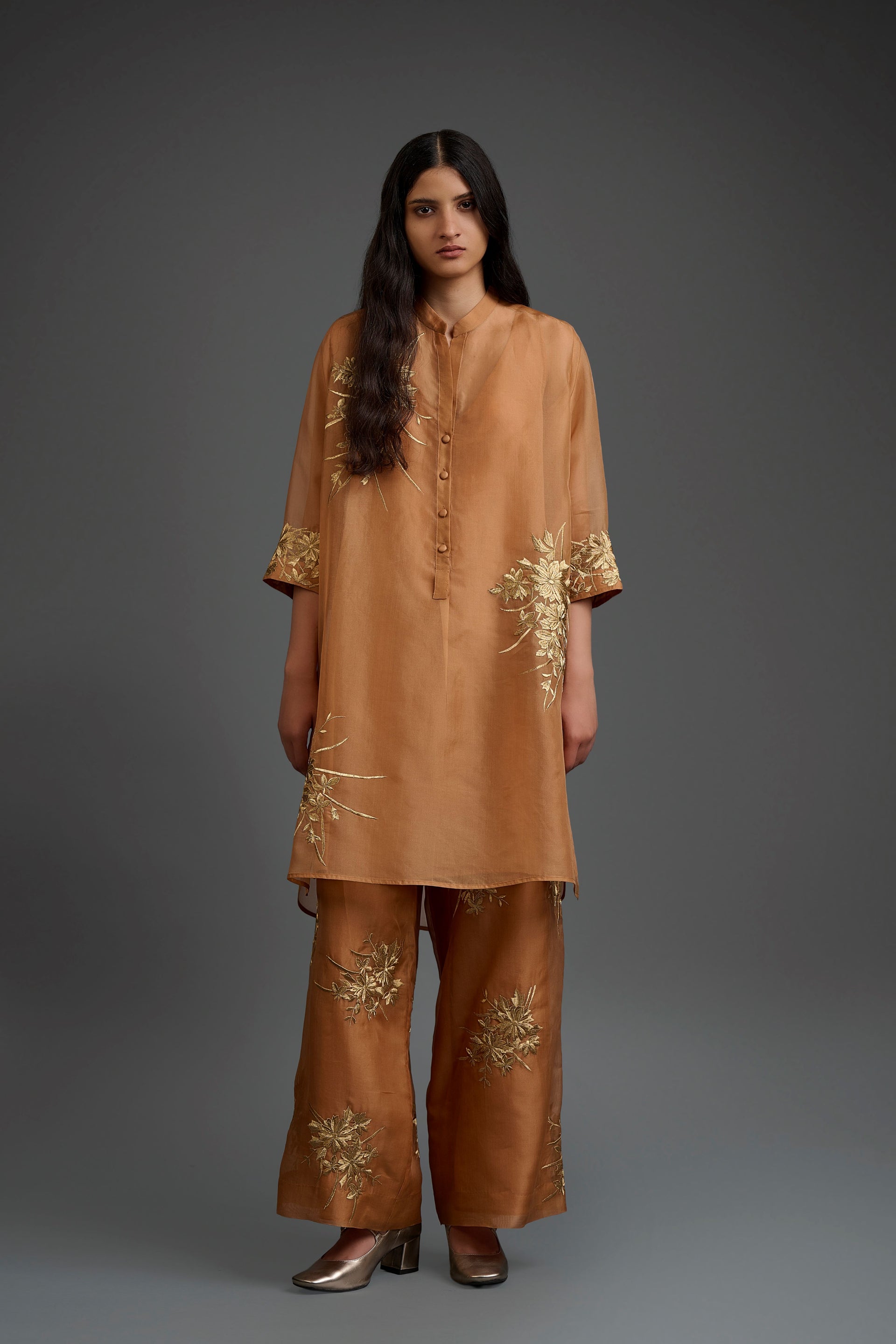 Apricot Flat Stitch Pants