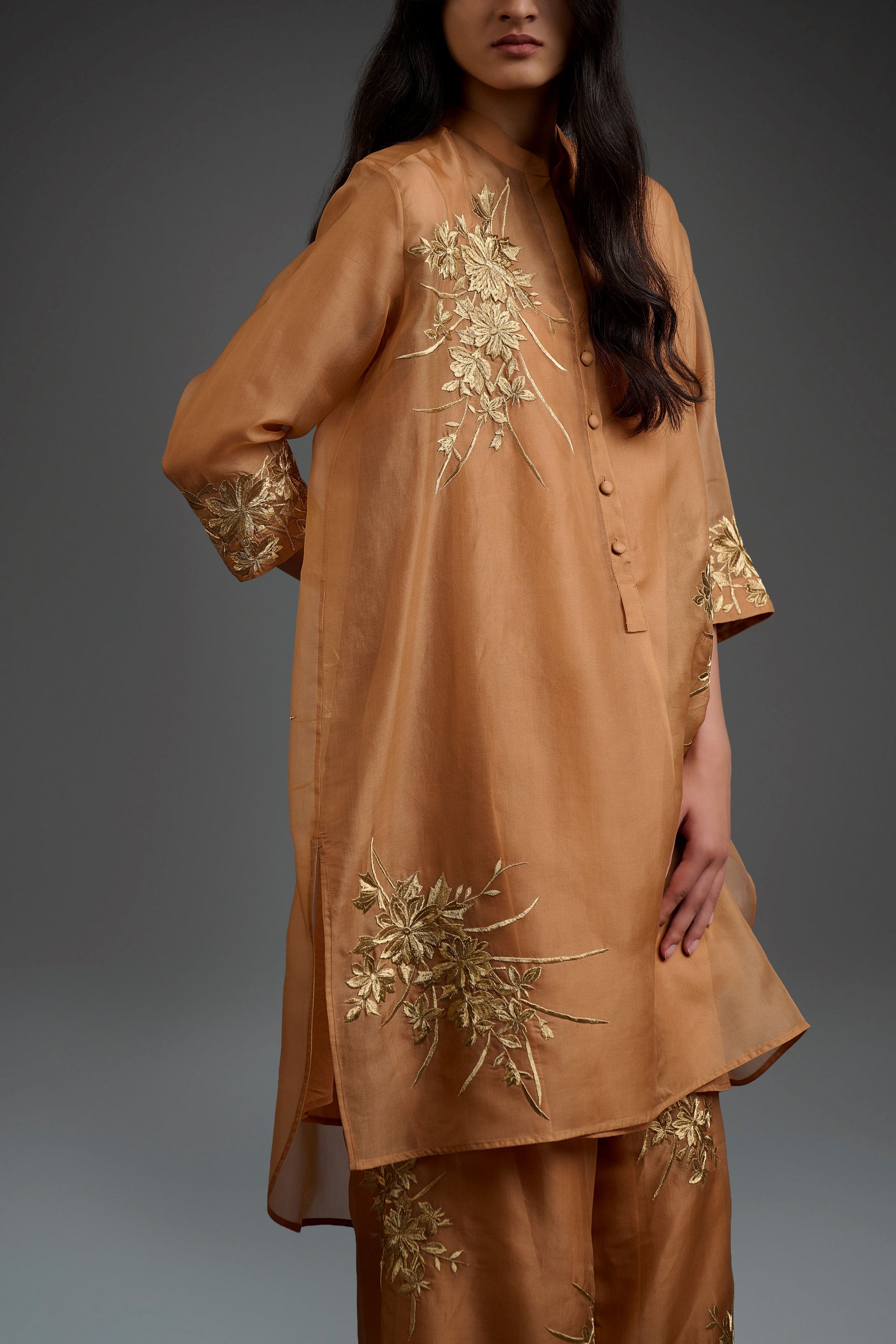 Apricot Flat Stitch Tunic