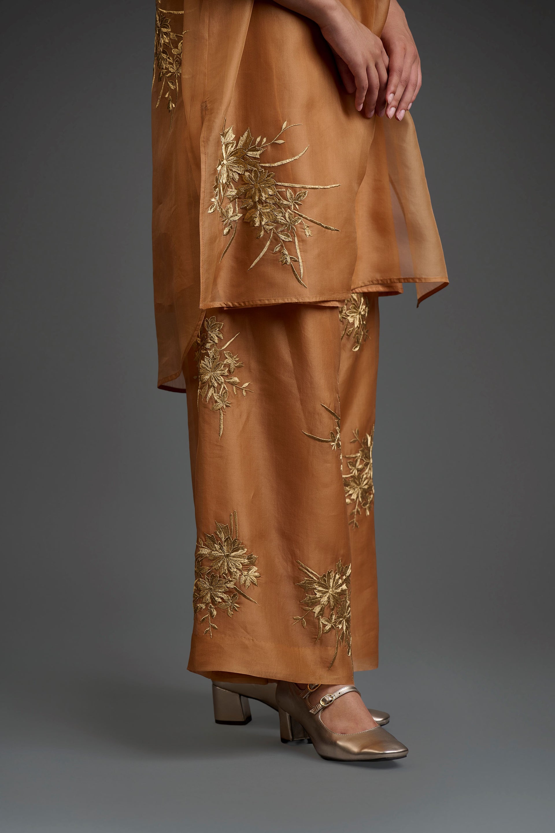 Apricot Flat Stitch Pants