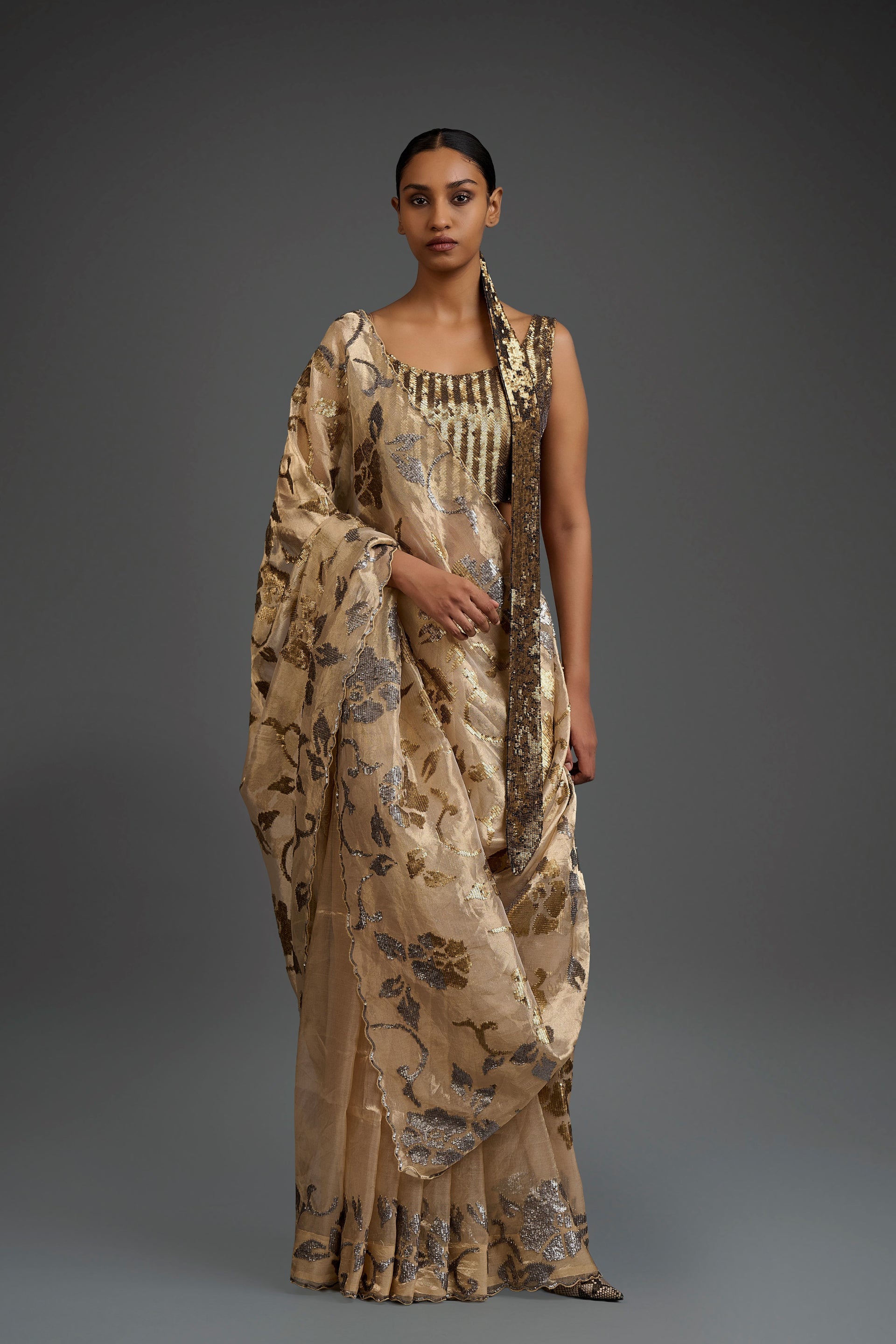 Gold Hand Sequined Blouse
