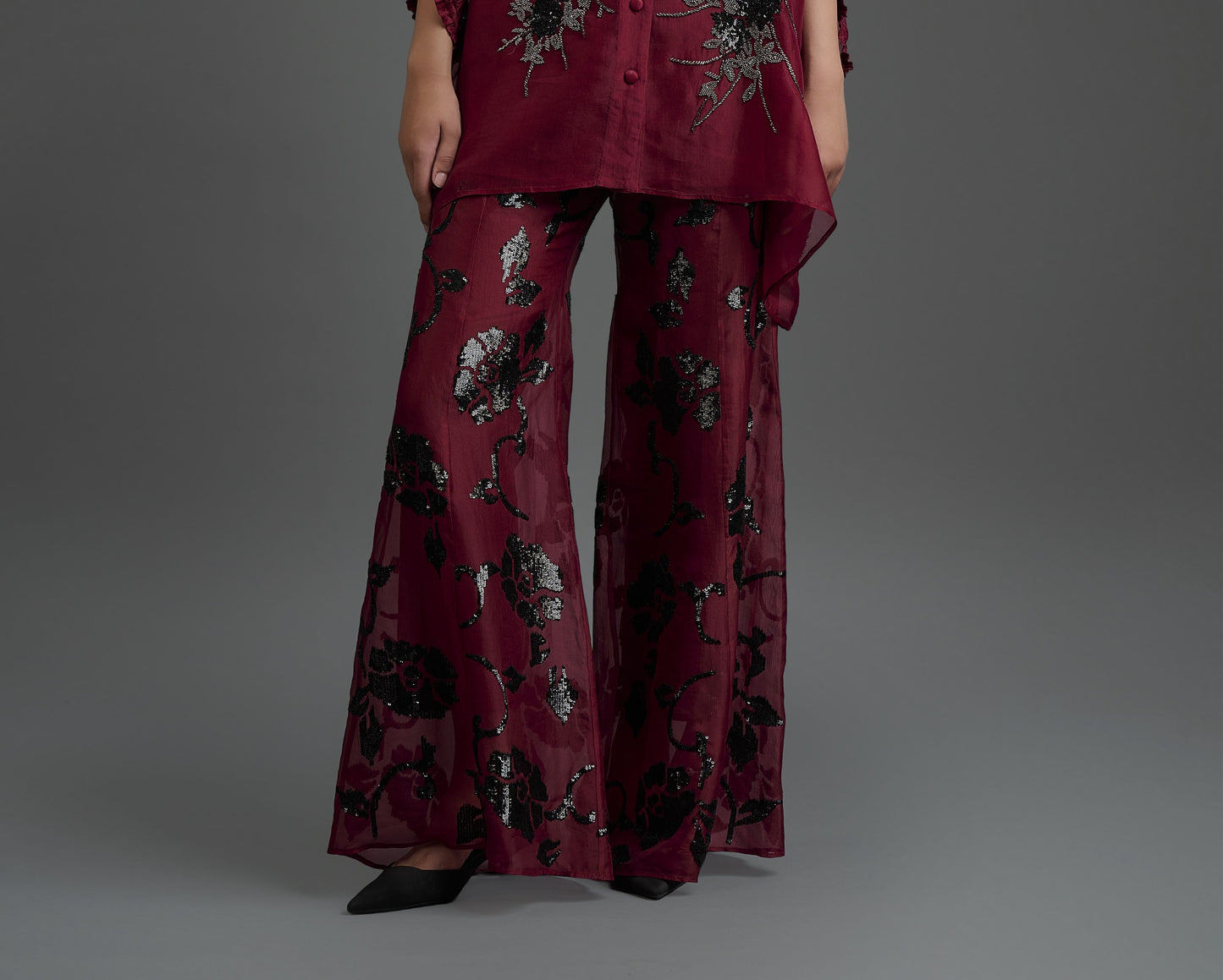 Cherry Hand Sequined Palazzo