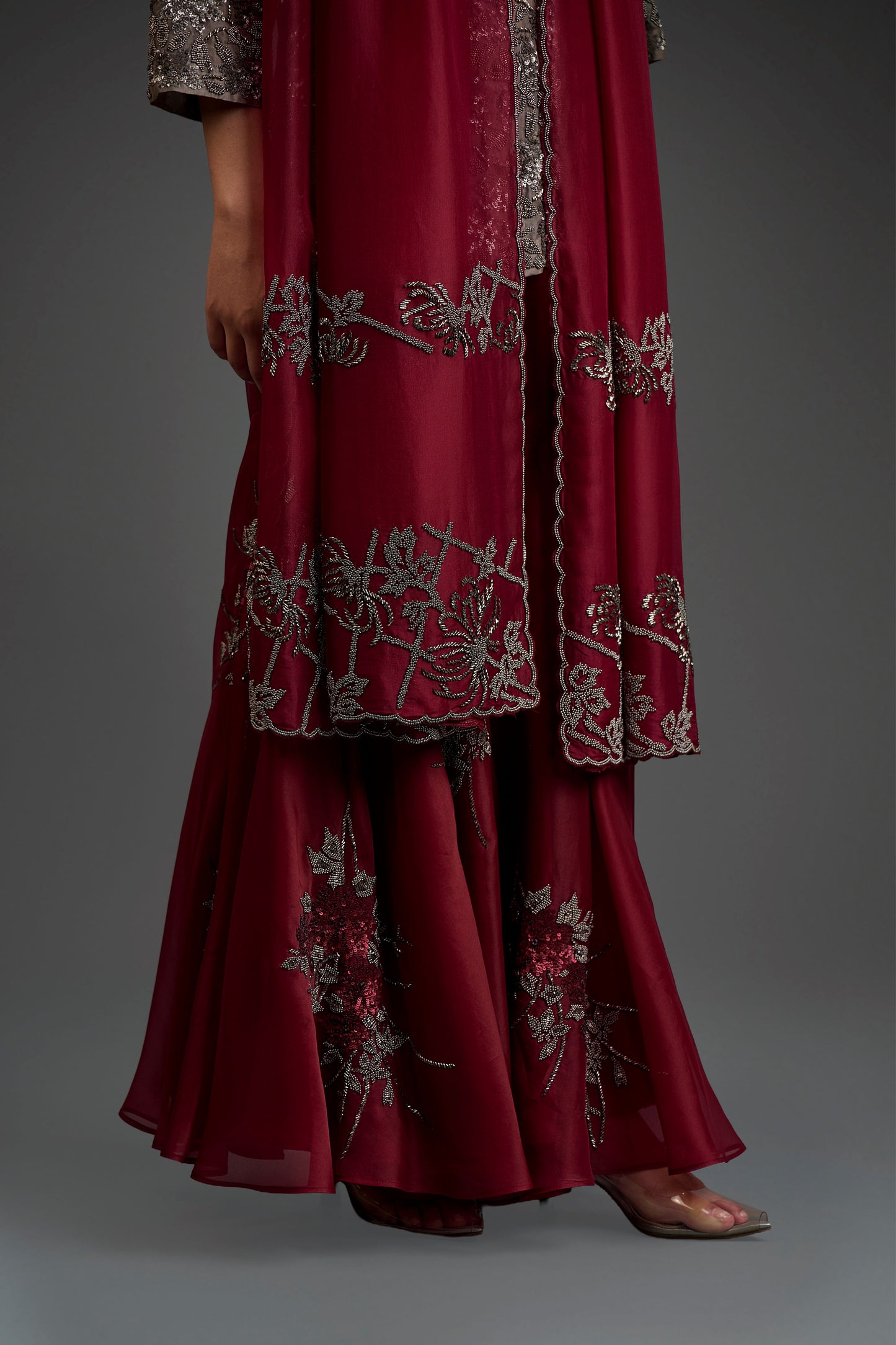 Cherry Hand Beaded Dupatta