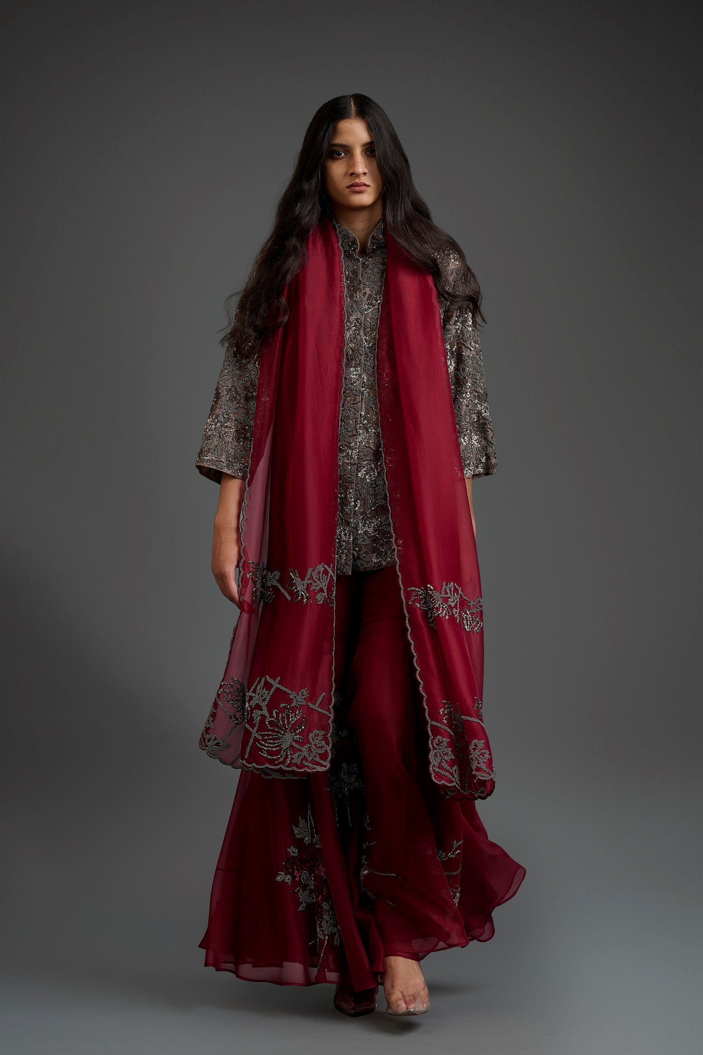 Cherry Hand Beaded Dupatta