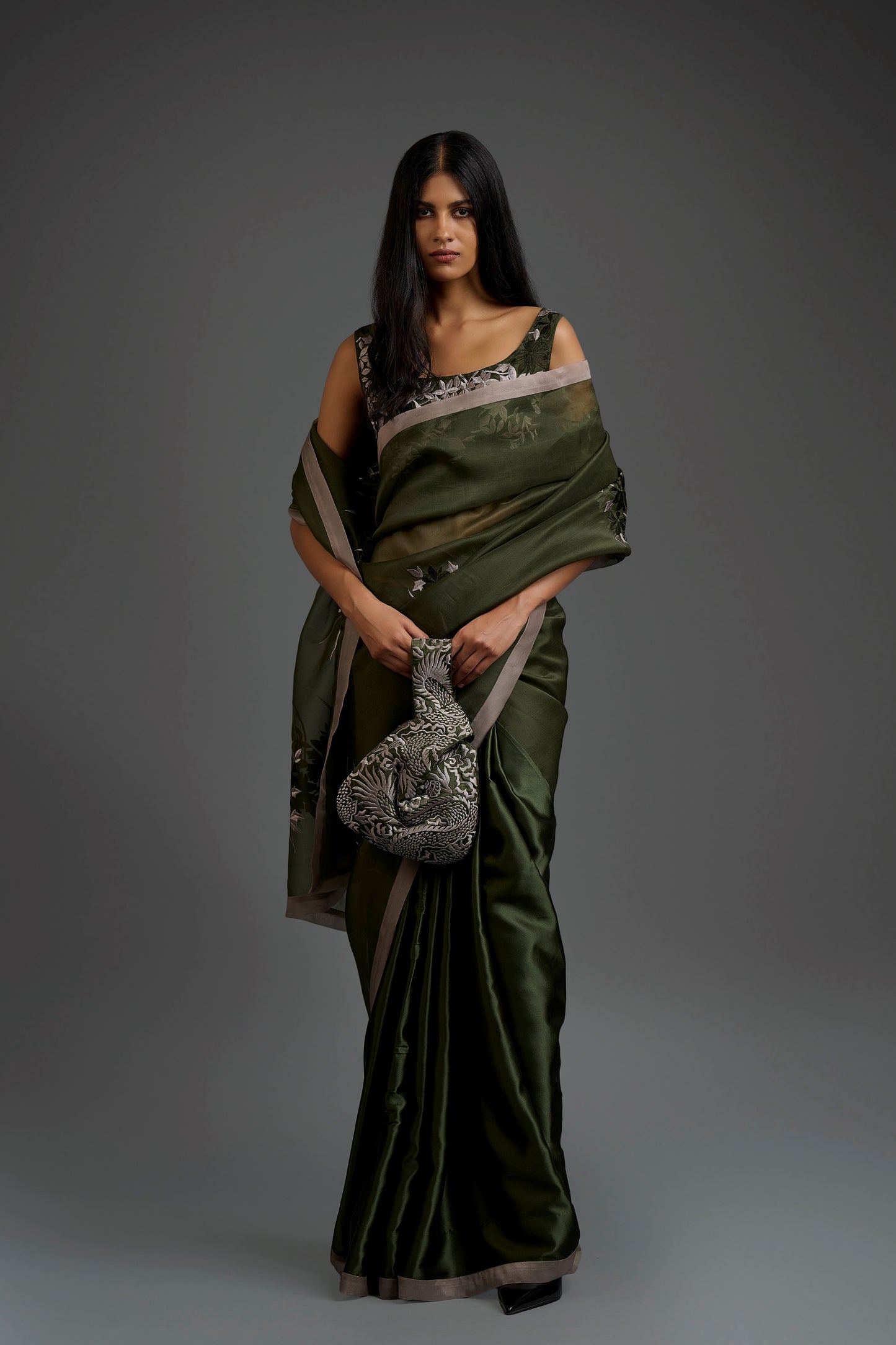 Forest Flat Stitch Sari