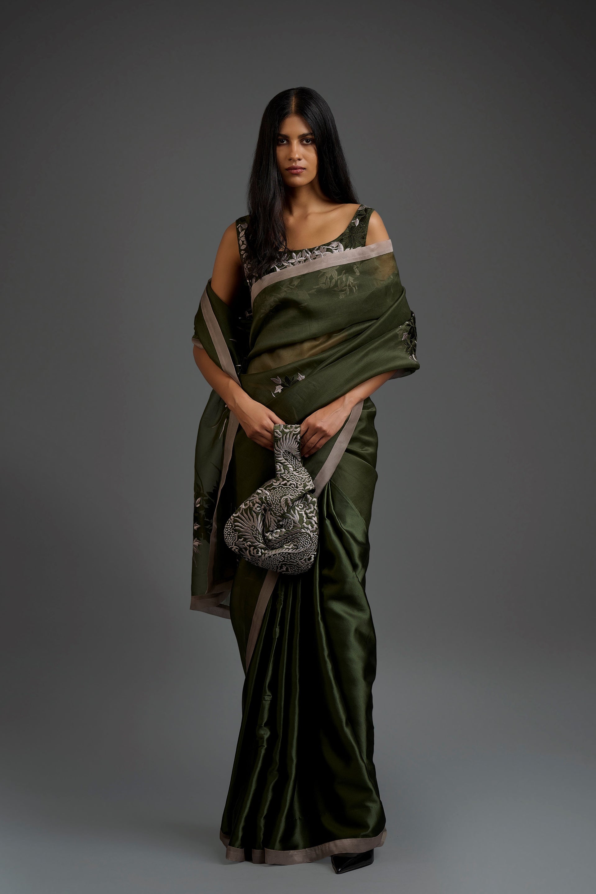 Forest Flat Stitch Sari