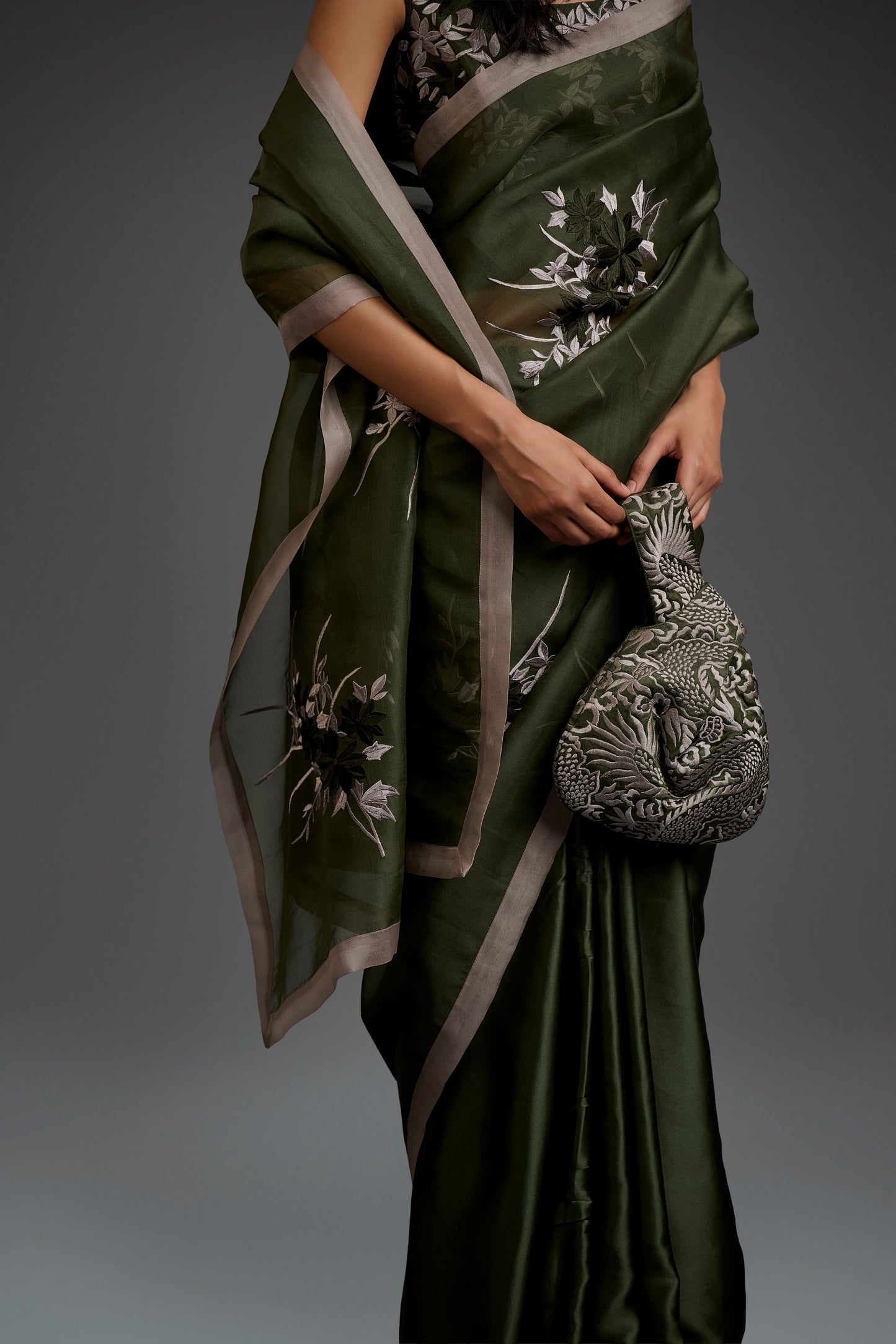 Forest Flat Stitch Sari