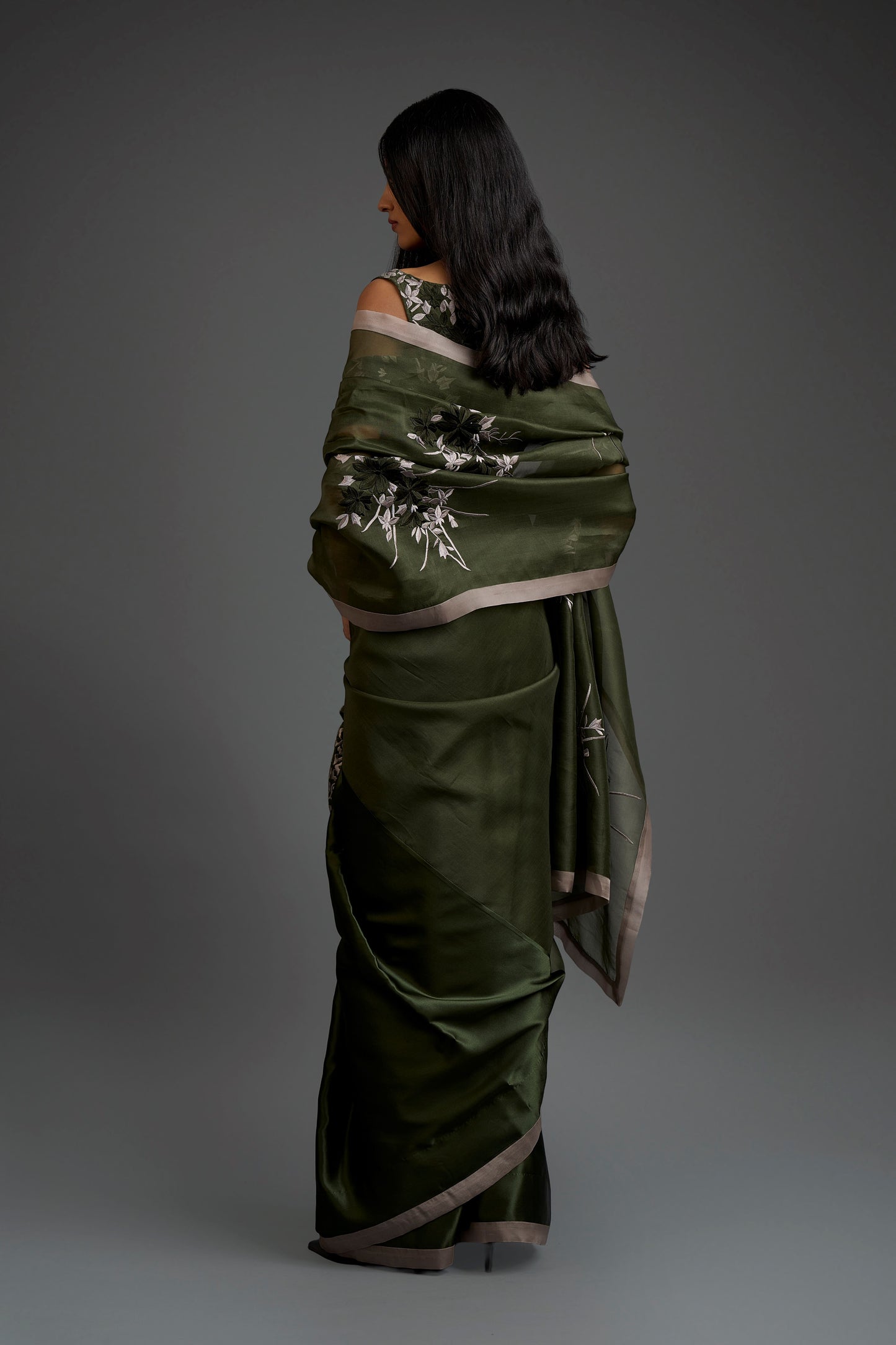 Forest Flat Stitch Sari