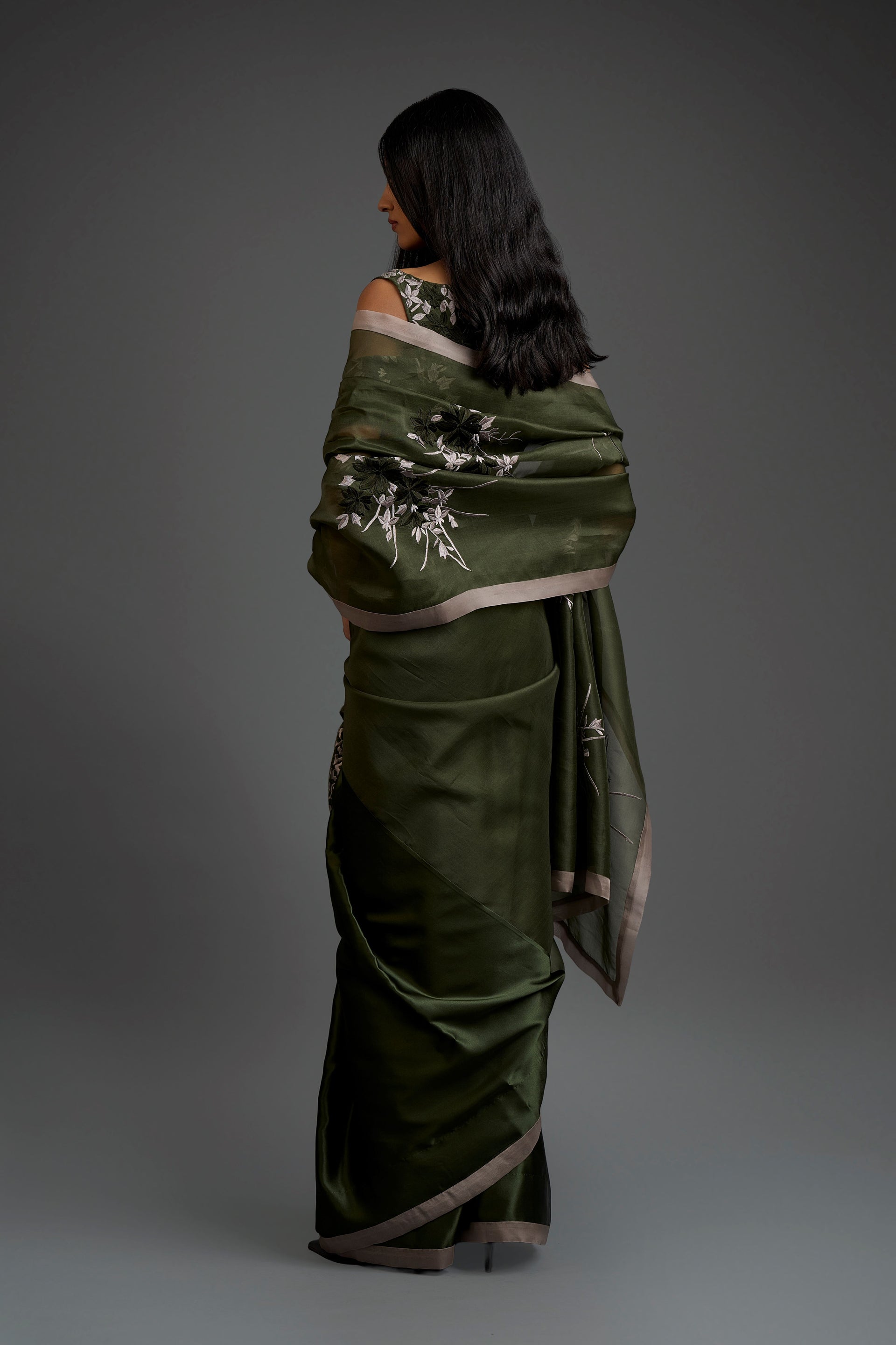 Forest Flat Stitch Sari