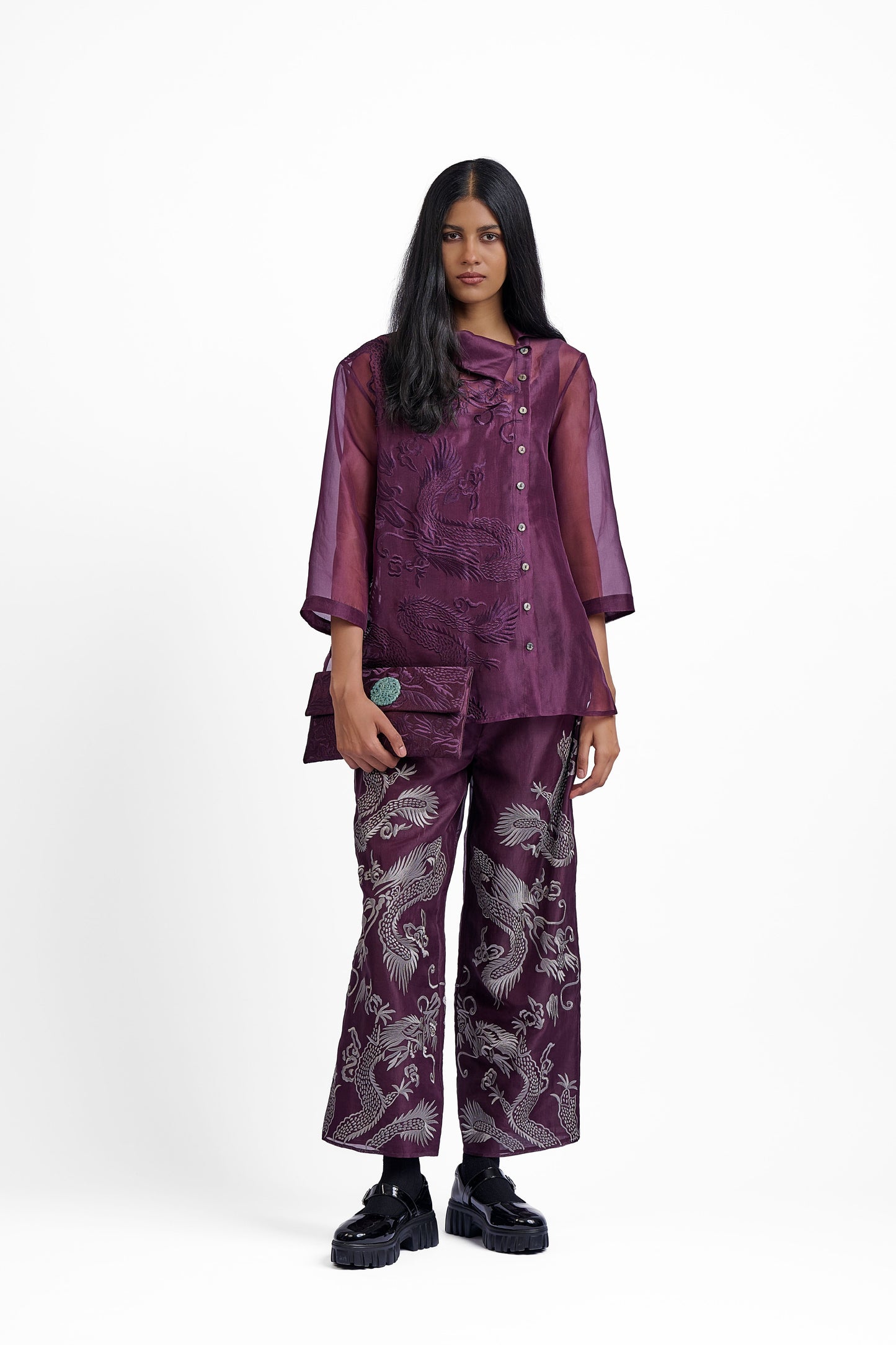 Wine Flat Stitch Top