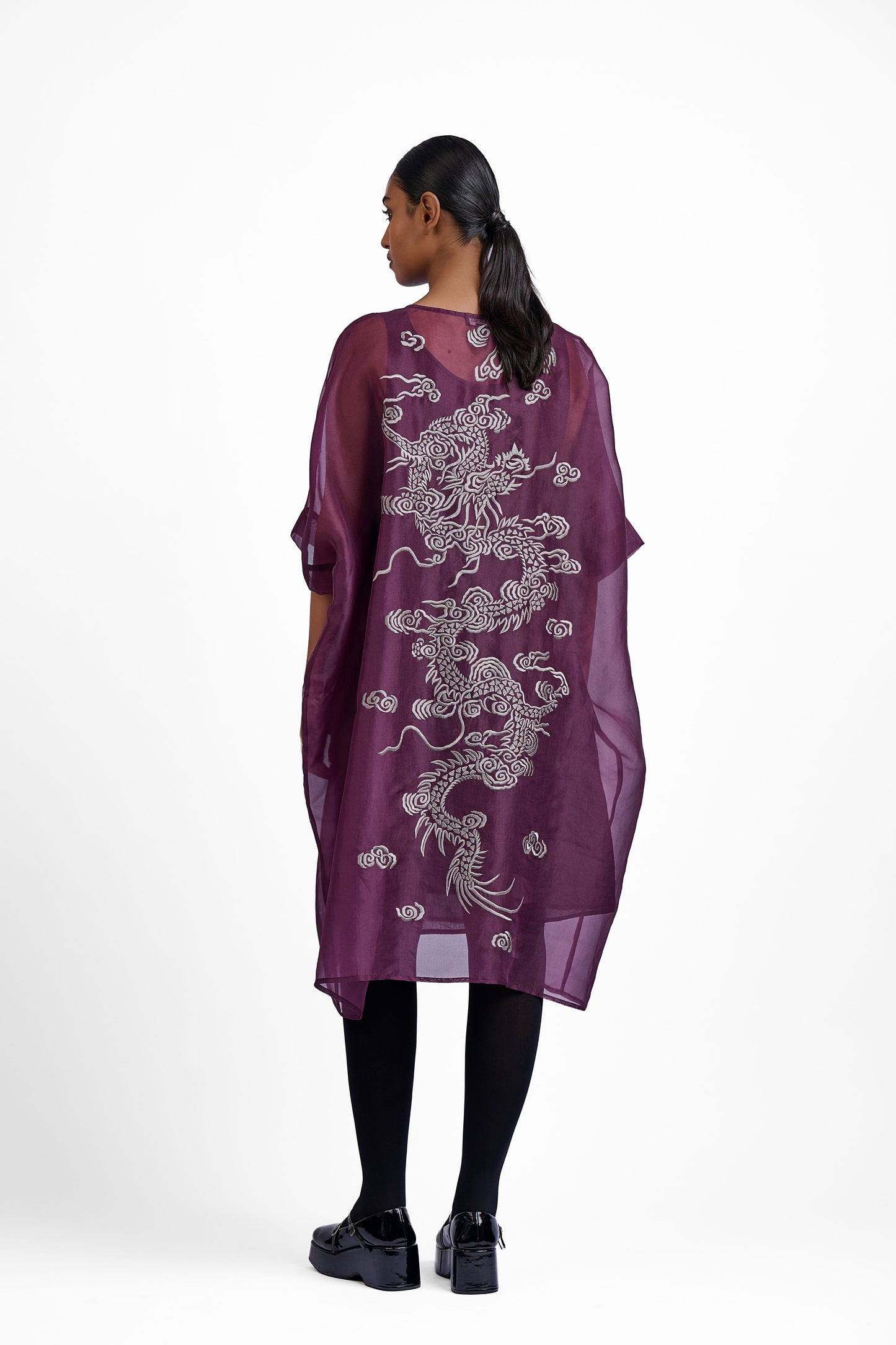 Wine Flat Stitch Kaftan