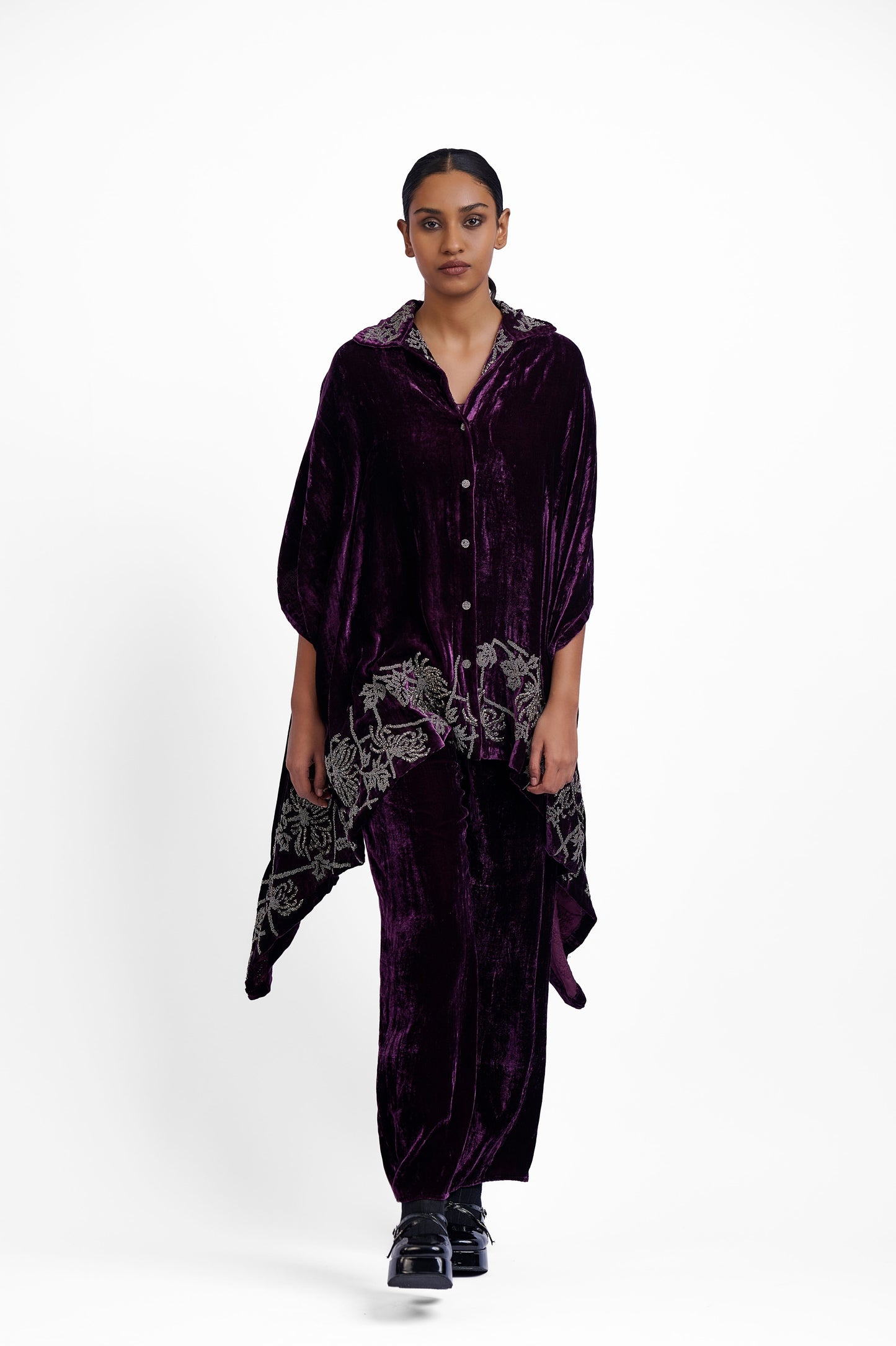 Wine Hand Beaded Cape