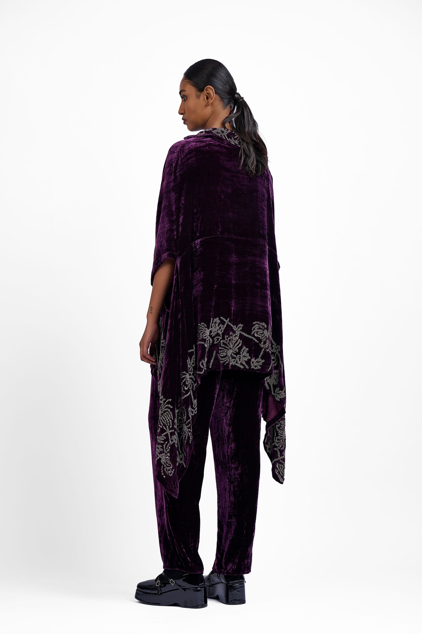 Wine Hand Beaded Cape